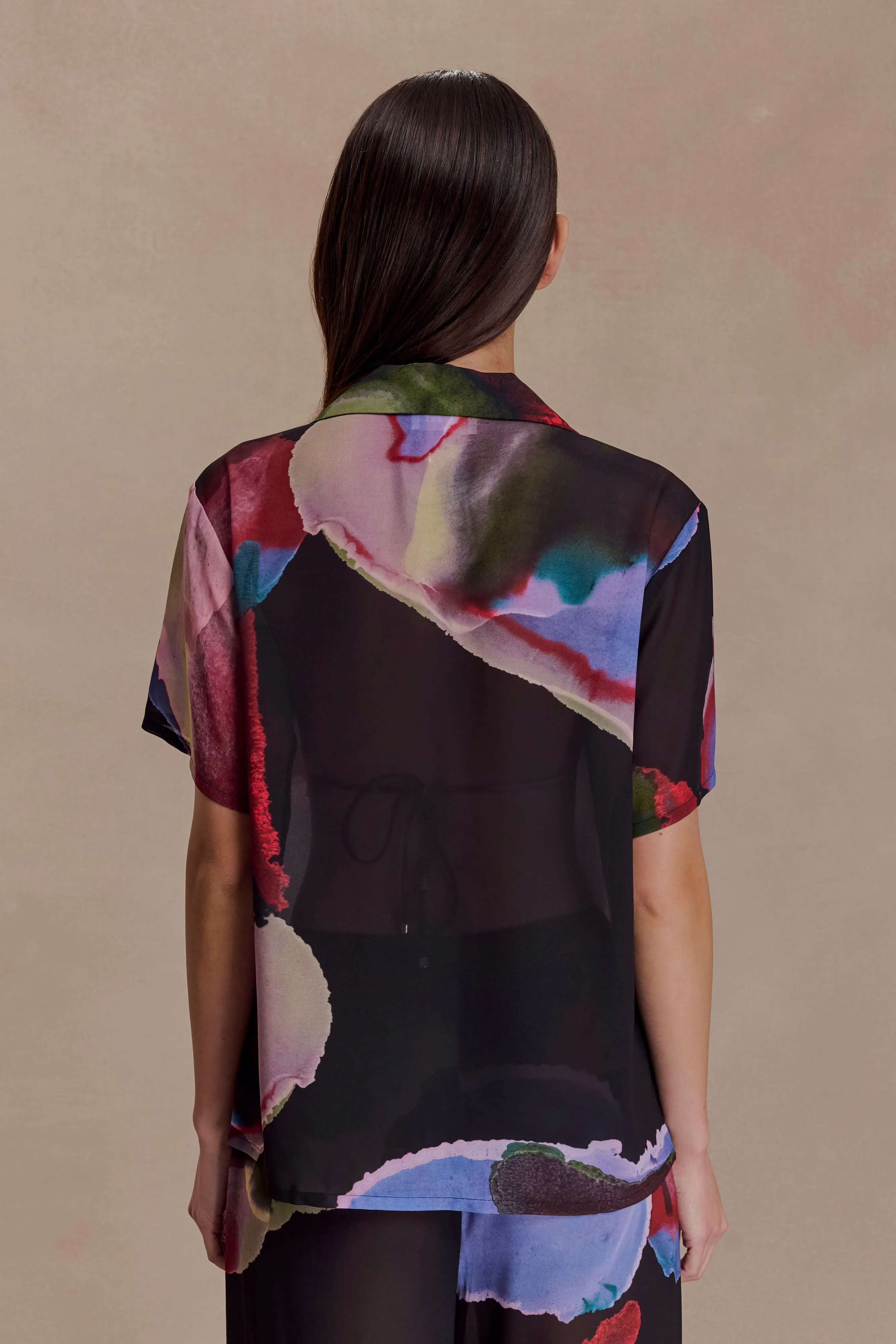 Rachel Chiffon Short Sleeve Shirt - Multi Fluid Reverie Print sold by Meshki product image thumbnail 2