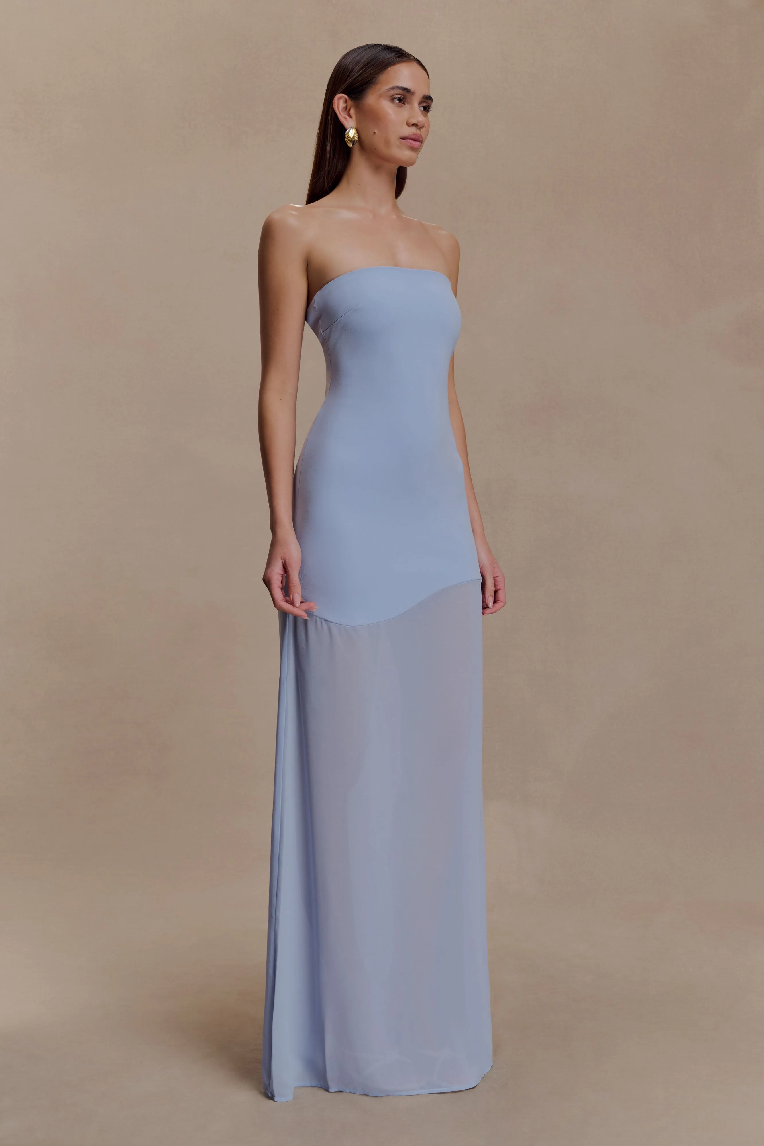Mason Crepe And Chiffon Maxi Dress - Powder Blue sold by Meshki product image thumbnail 3