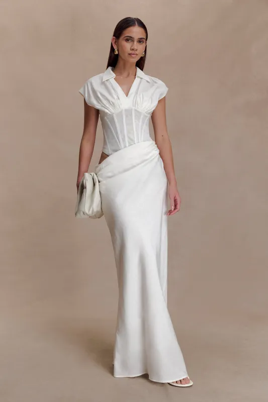 Saphira Shirt Corset Maxi Dress - White sold by Meshki