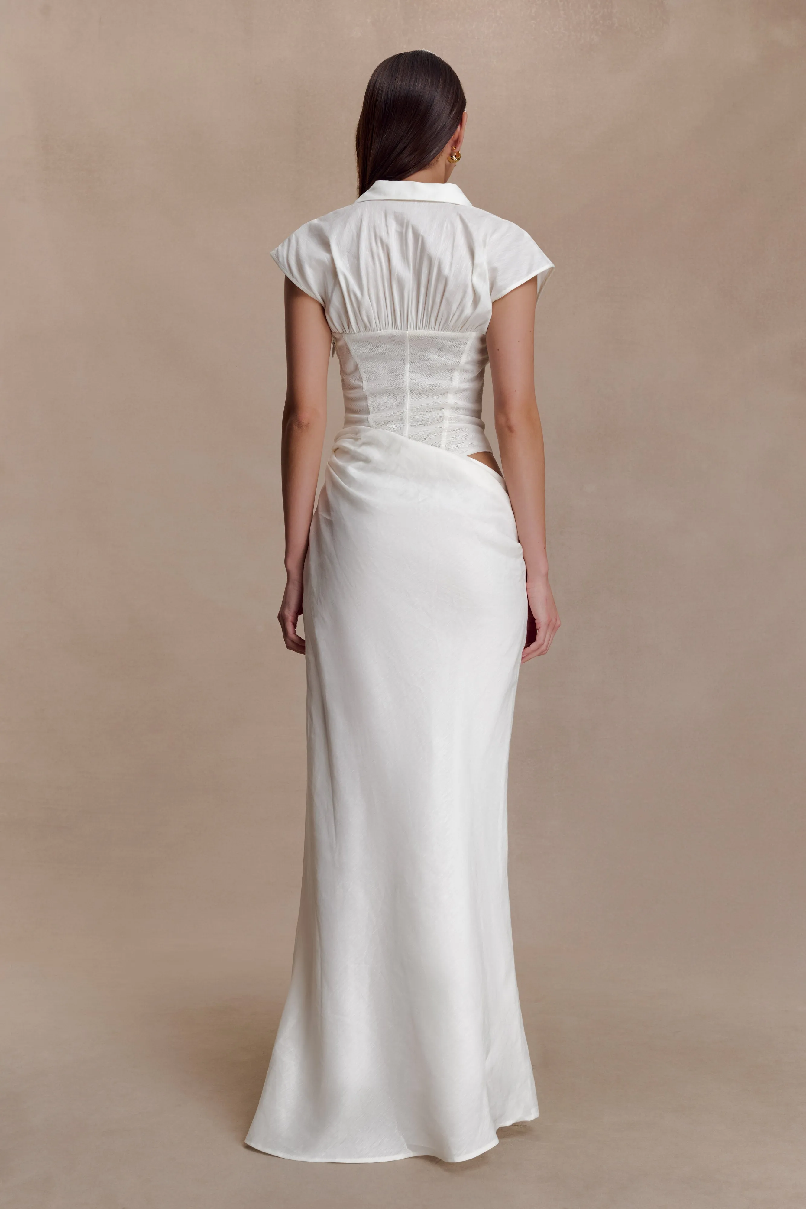 Saphira Shirt Corset Maxi Dress - White sold by Meshki product image thumbnail 2