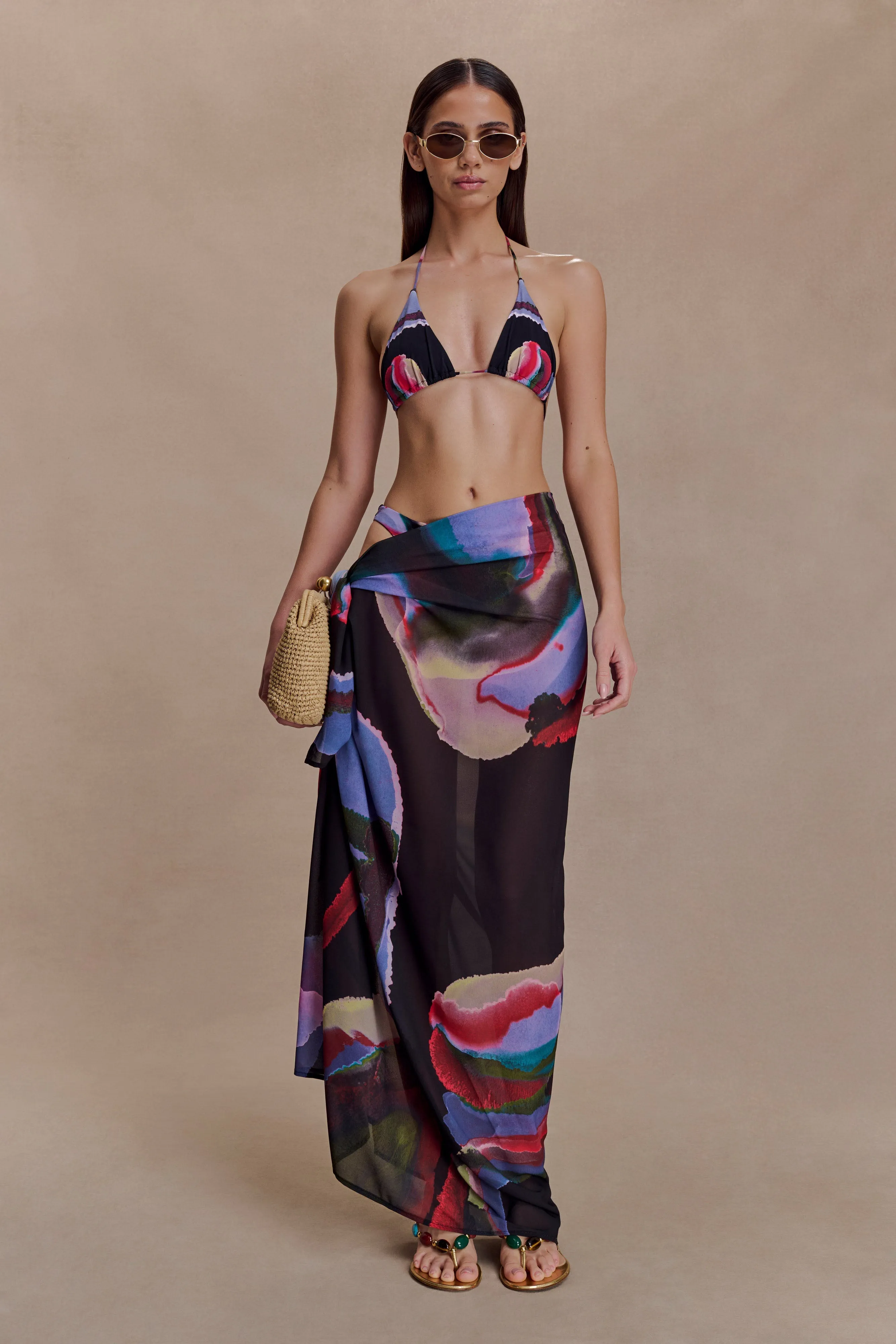 Evie Chiffon Sarong - Multi Fluid Reverie Print sold by Meshki product image thumbnail 3