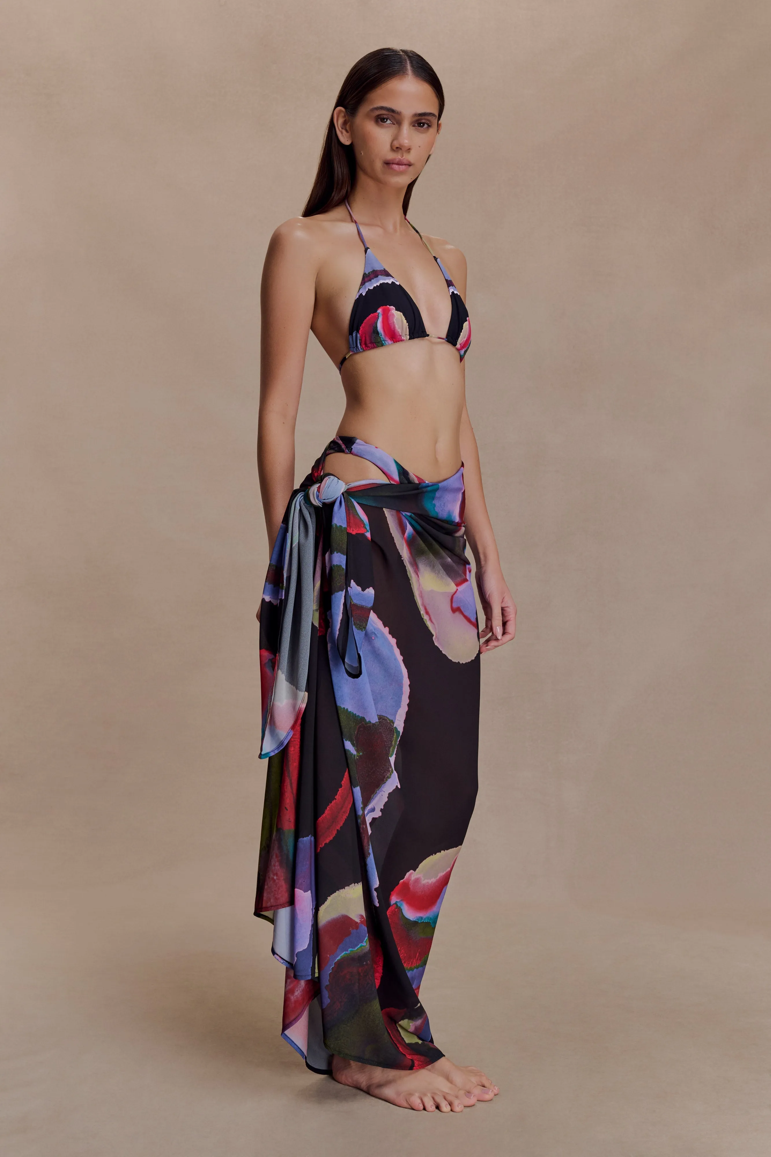 Evie Chiffon Sarong - Multi Fluid Reverie Print sold by Meshki product image thumbnail 4