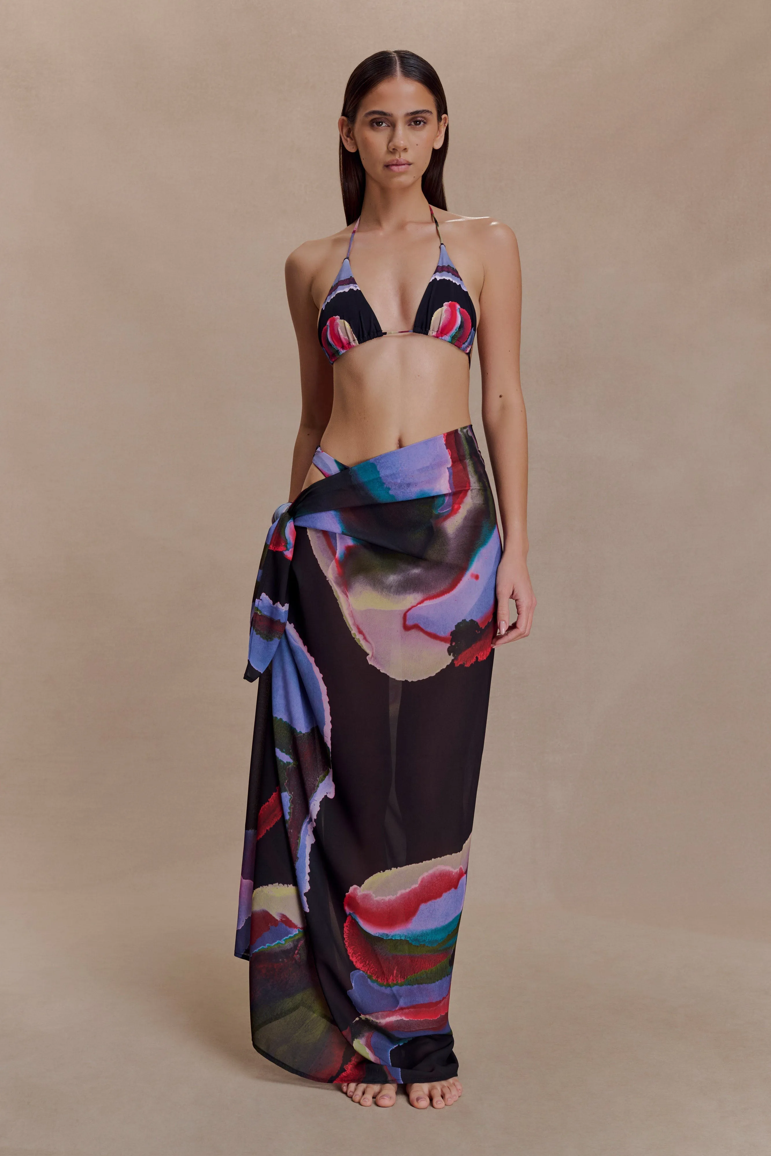 Evie Chiffon Sarong - Multi Fluid Reverie Print sold by Meshki product image thumbnail 5