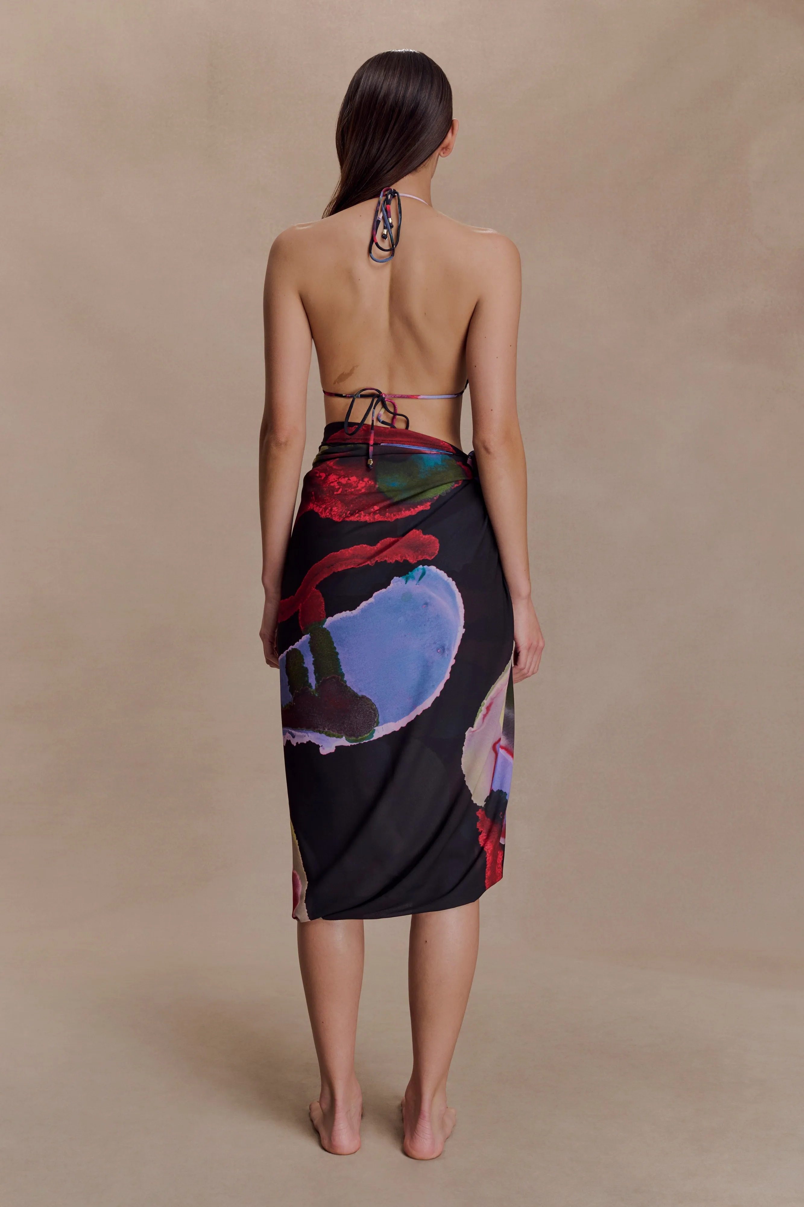 Evie Chiffon Sarong - Multi Fluid Reverie Print sold by Meshki product image thumbnail 2