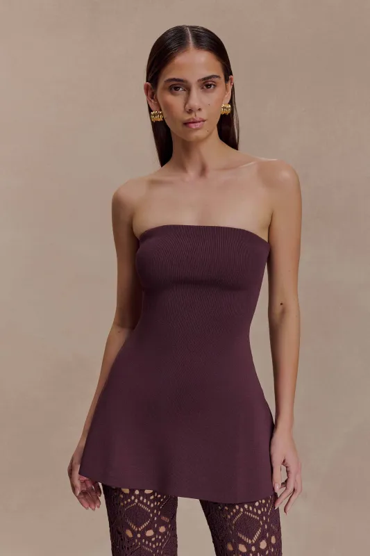 Anette Bandage Knit Strapless Top - Chocolate sold by Meshki