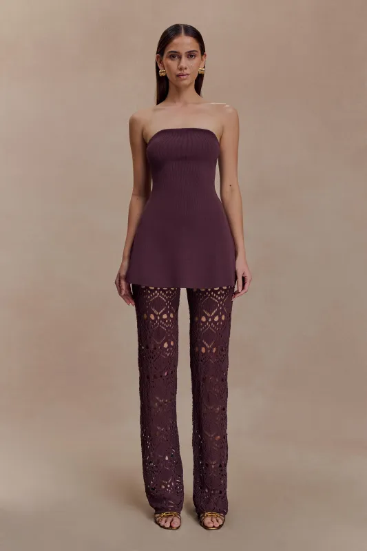 Trena Crochet Knit Pants - Chocolate sold by Meshki