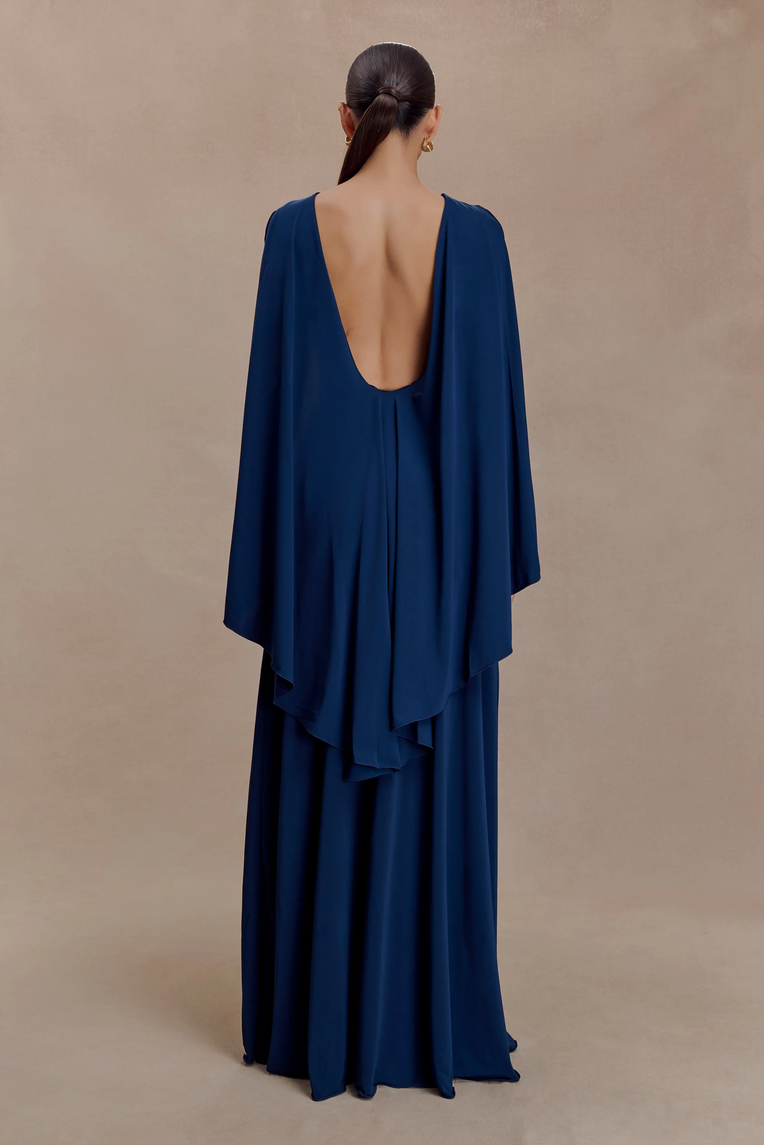 Emory Jersey Cape Maxi Dress - Navy sold by Meshki product image thumbnail 2
