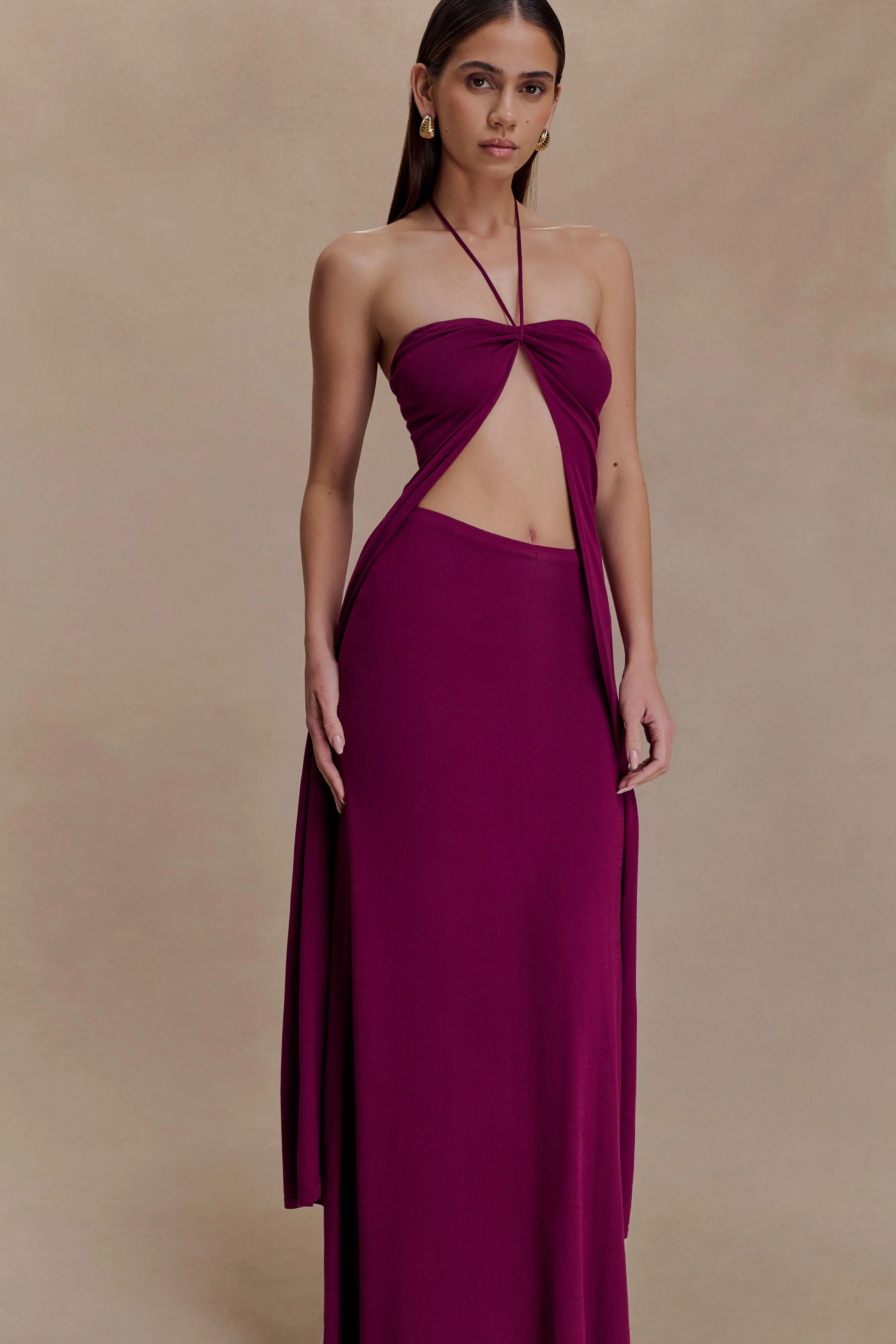 Martiena Knit Maxi Skirt - Plum sold by Meshki product image thumbnail 3