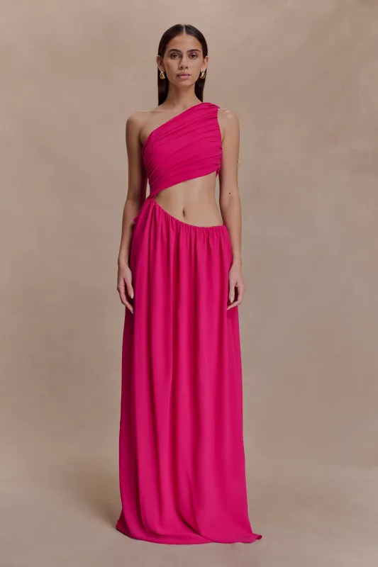 Aria Chiffon Cut Out Maxi Dress - Fuchsia sold by Meshki