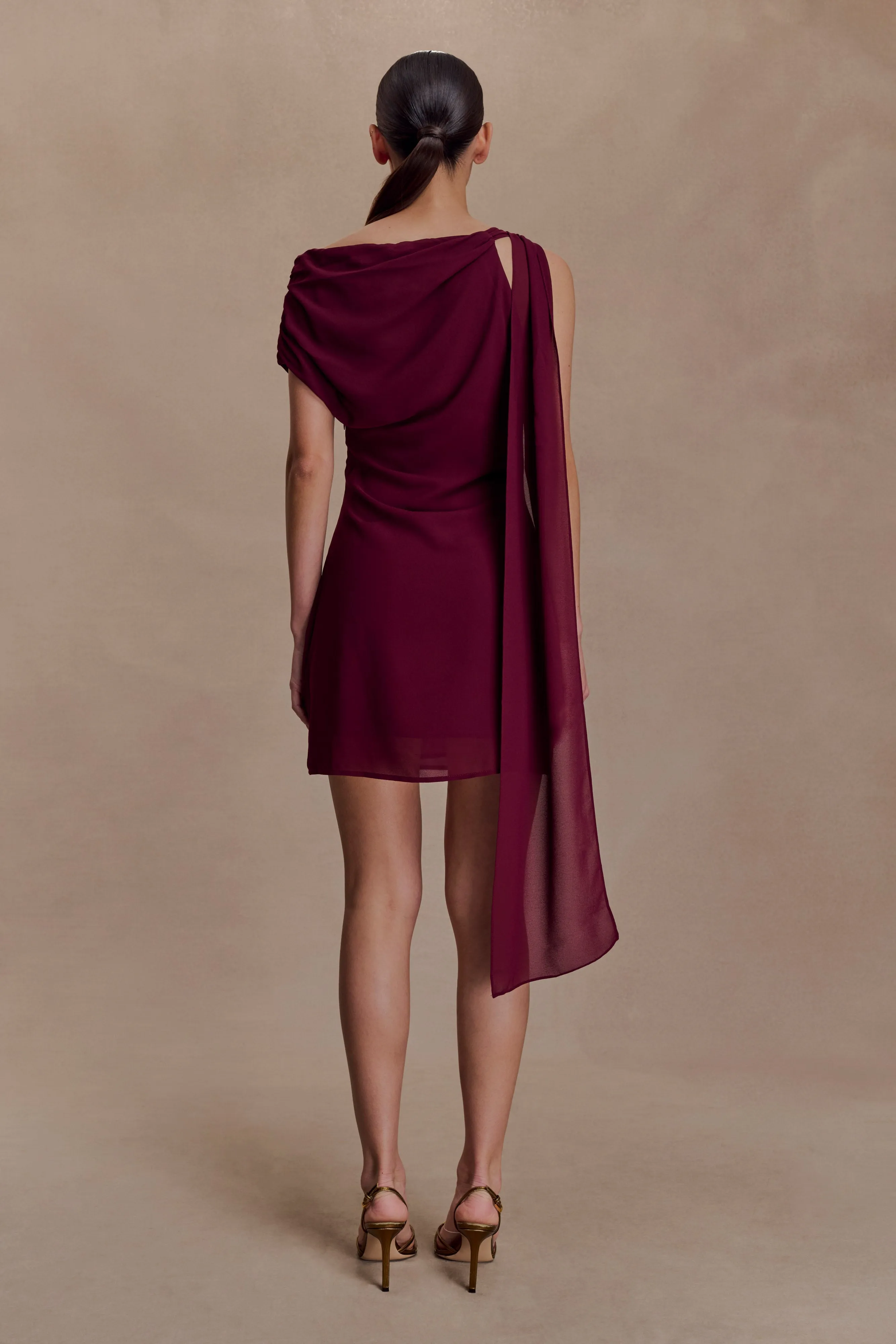 Daisie Chiffon Mini Dress - Wine sold by Meshki product image thumbnail 2
