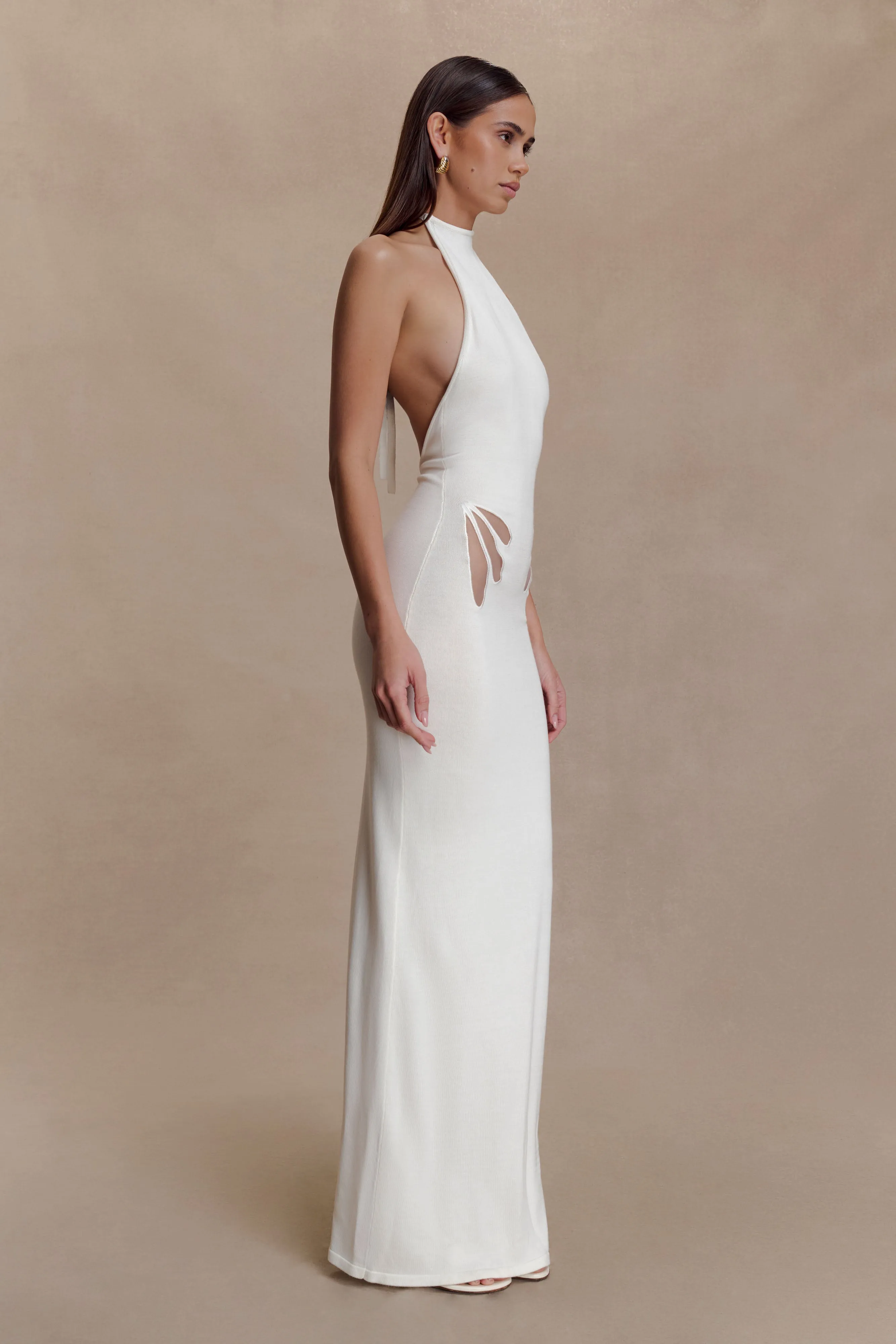 Brock Knit Halter Maxi Dress - White sold by Meshki product image thumbnail 3