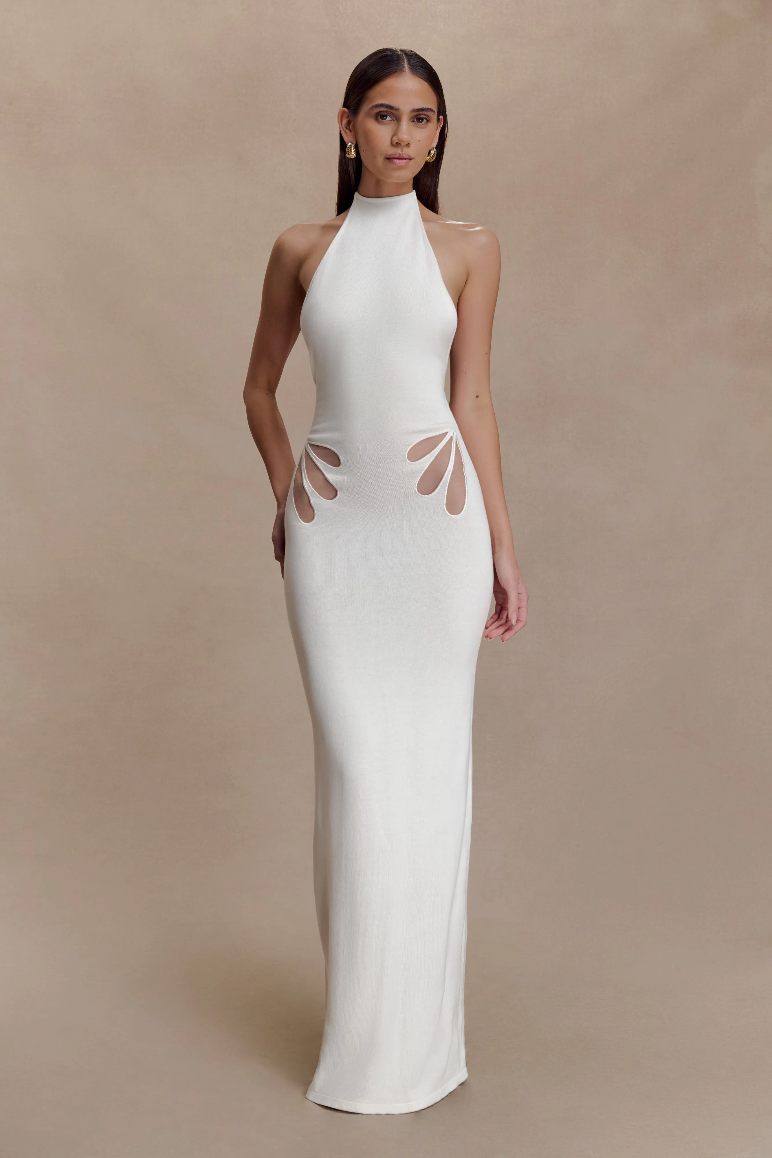 Brock Knit Halter Maxi Dress - White sold by Meshki product image thumbnail 5