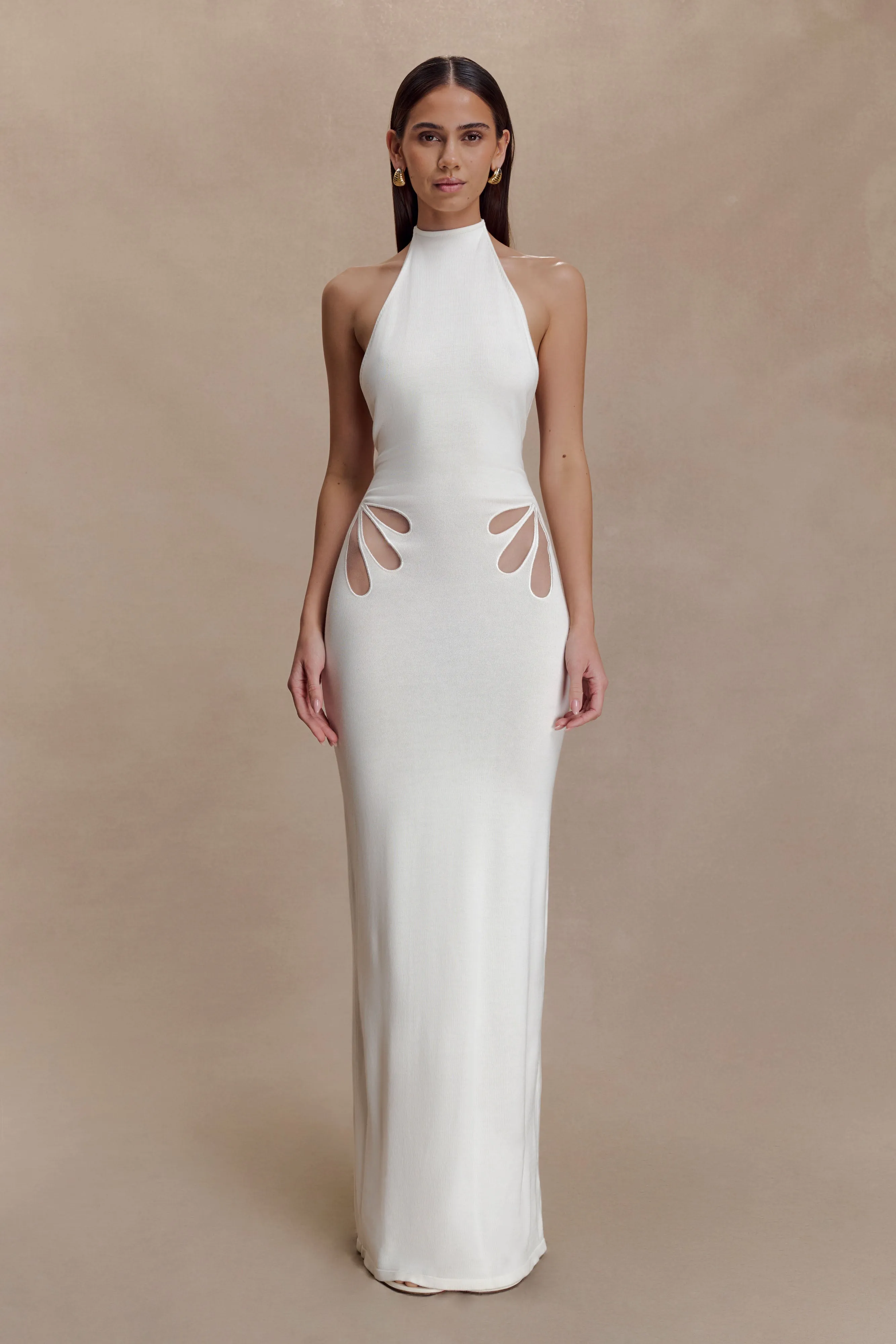 Brock Knit Halter Maxi Dress - White sold by Meshki product image thumbnail 2