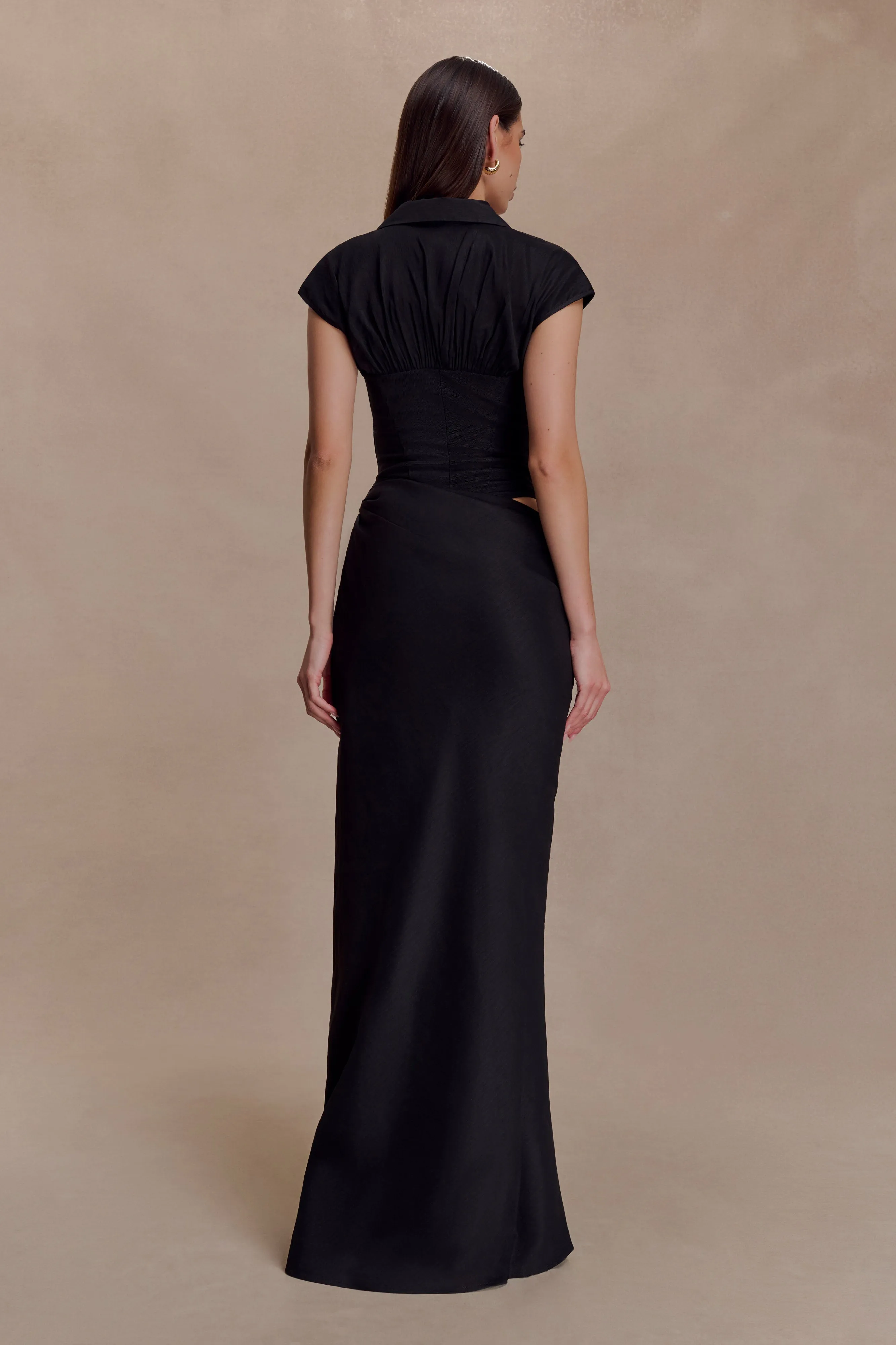 Saphira Shirt Corset Maxi Dress - Black sold by Meshki product image thumbnail 2