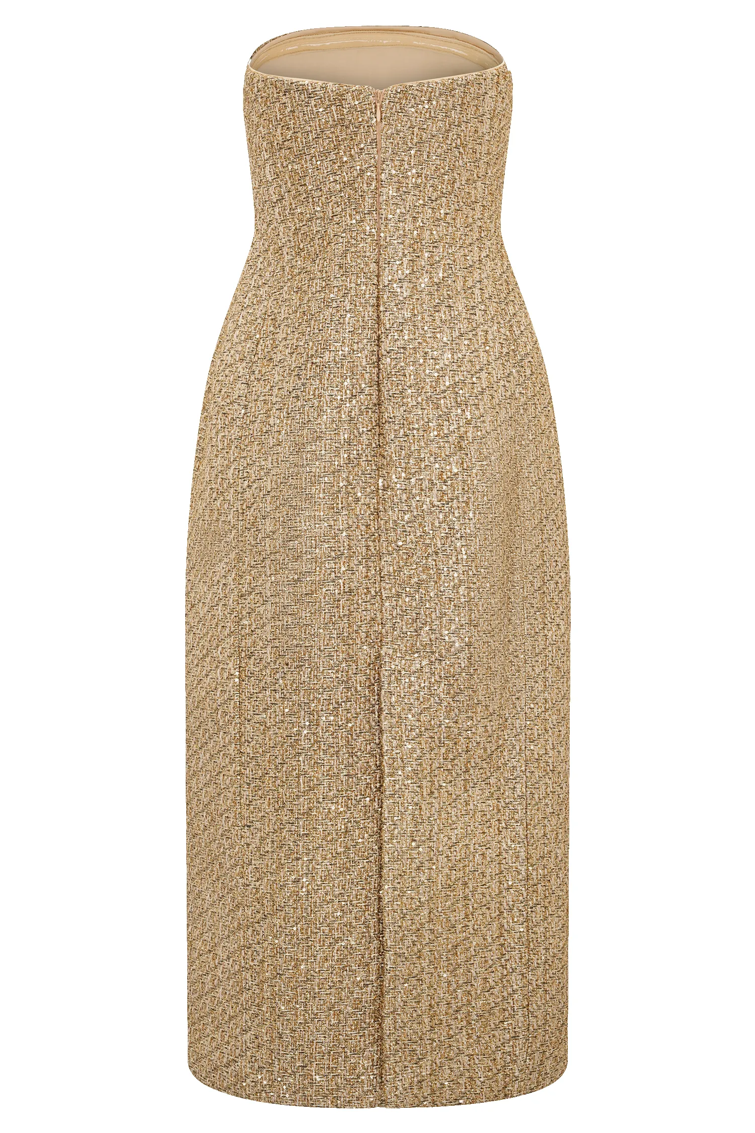 Gala Strapless Tweed Midi Dress - Gold sold by Meshki product image thumbnail 5