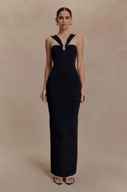 Jaylen Bandage Knit Maxi Dress - Black made by Meshki