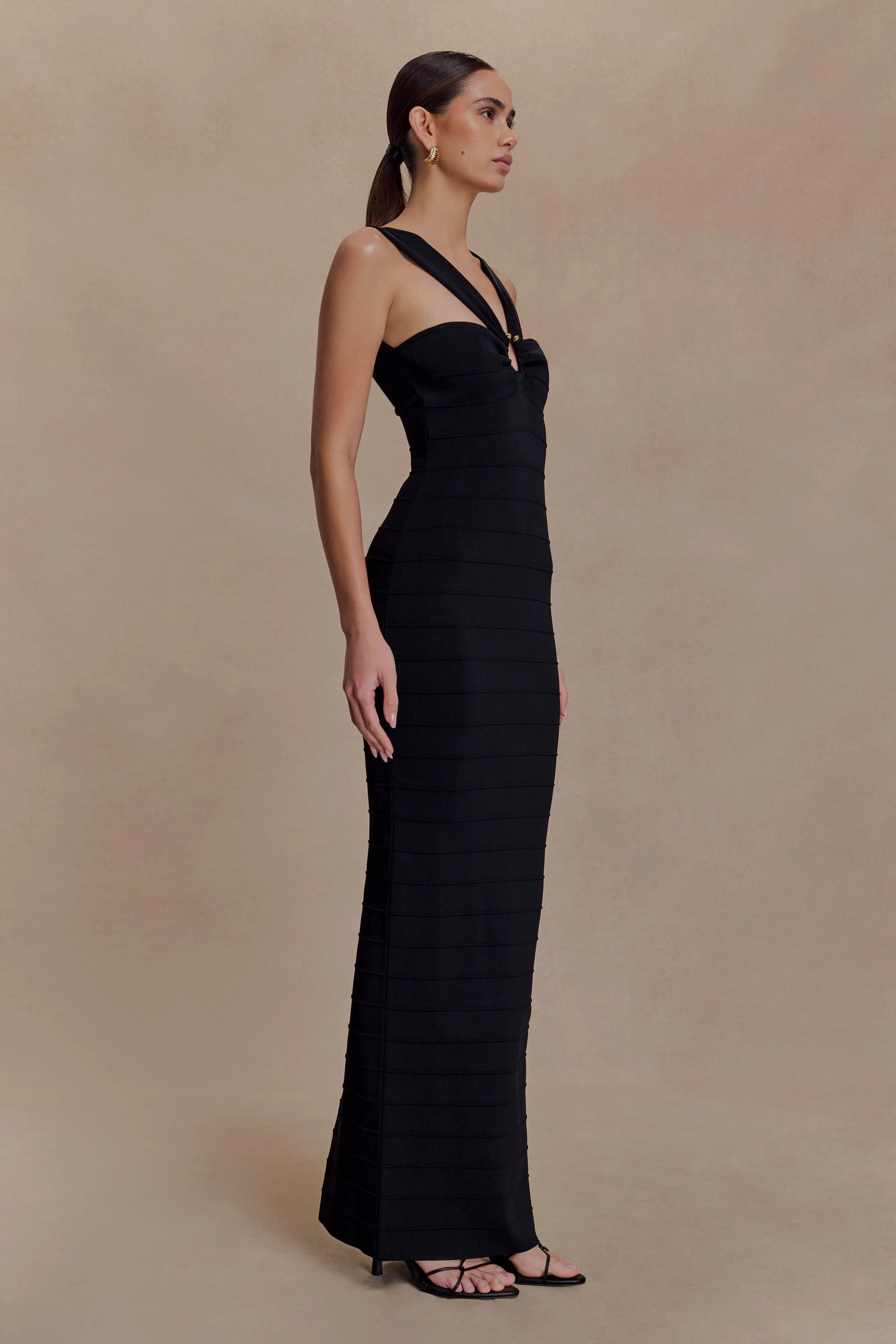 Jaylen Bandage Knit Maxi Dress - Black sold by Meshki product image thumbnail 5