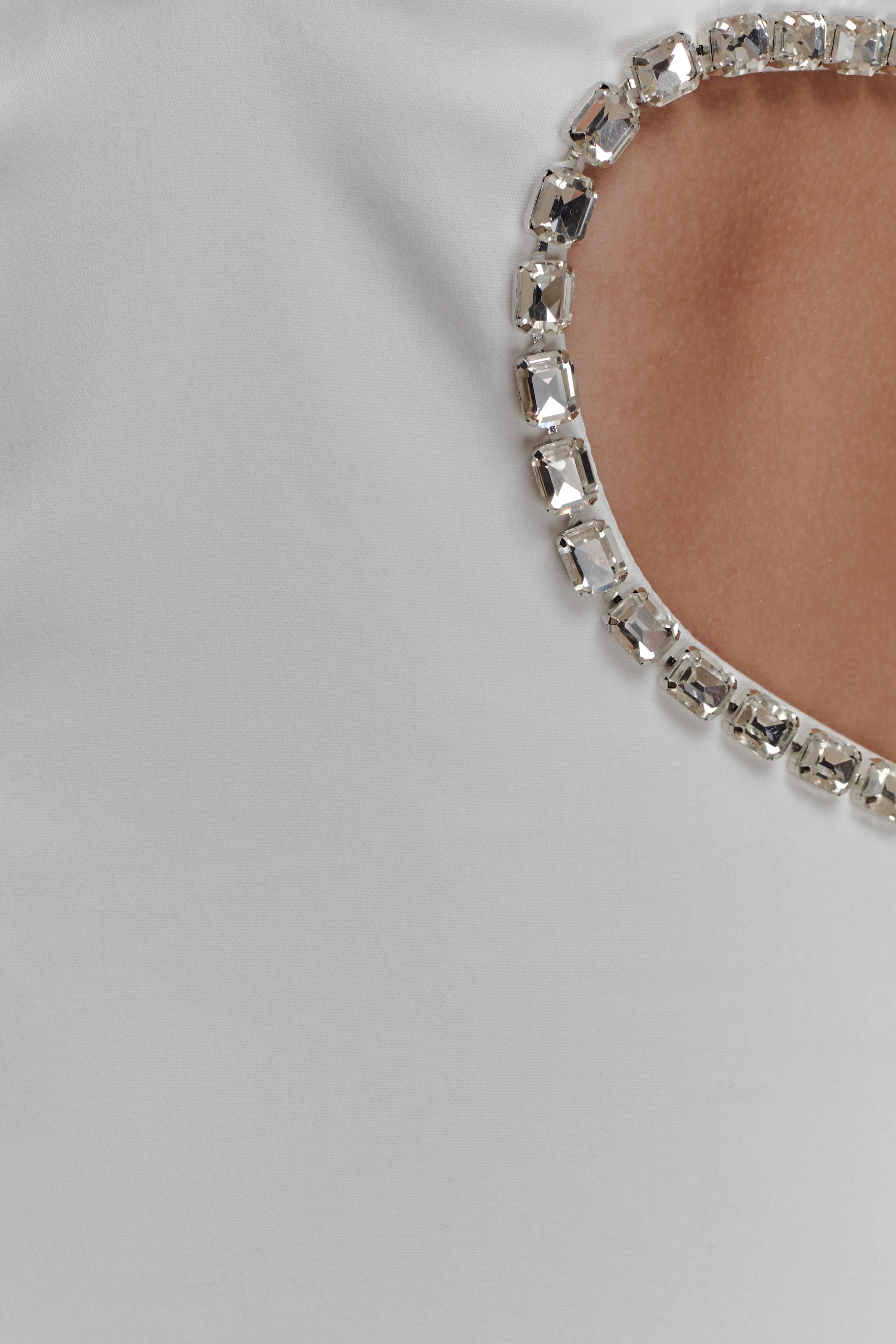 Henny Diamante Trim Cut Out Midi Dress - White sold by Meshki product image thumbnail 5