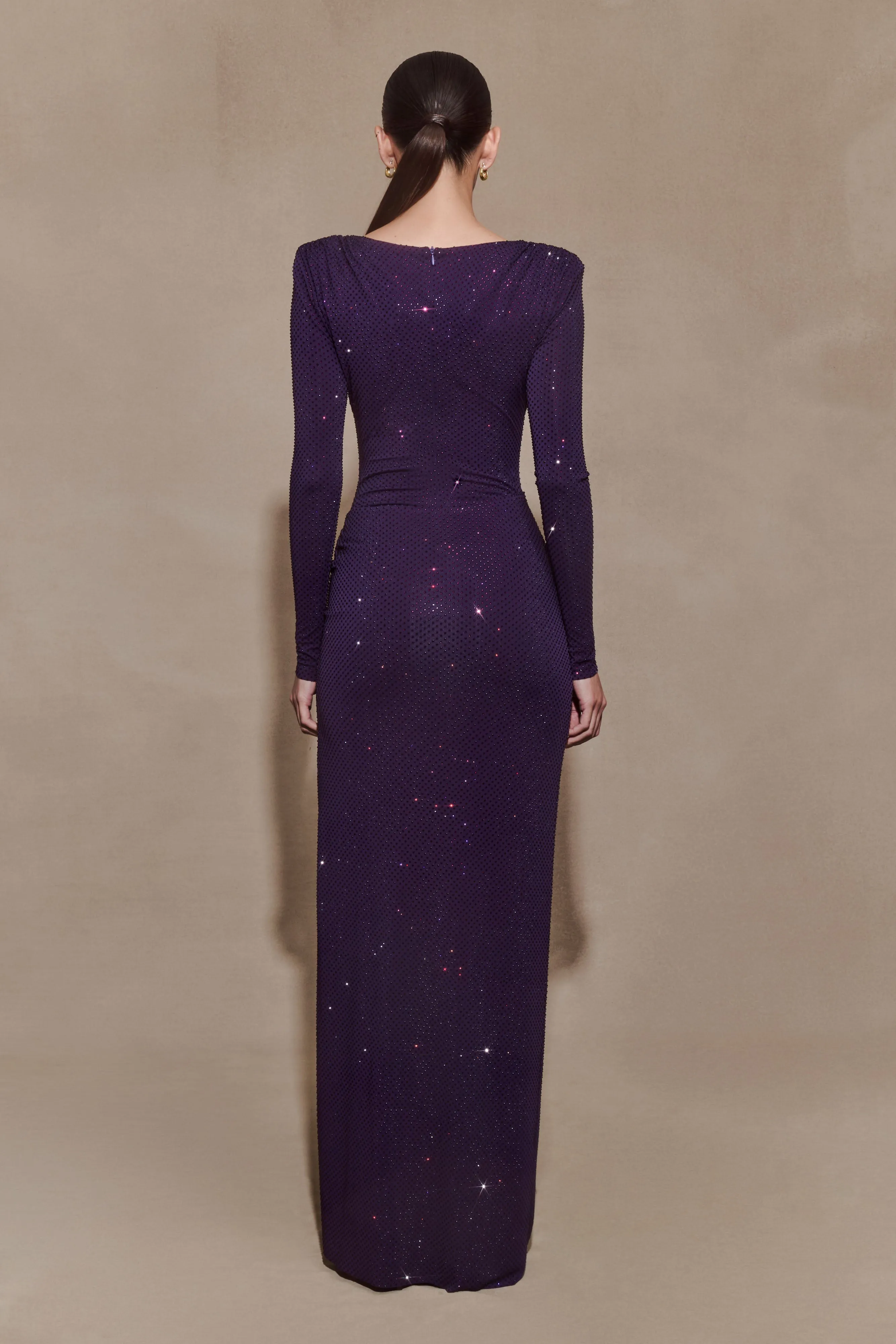 Deanna Long Sleeve Diamante Maxi Dress - Purple sold by Meshki product image thumbnail 2