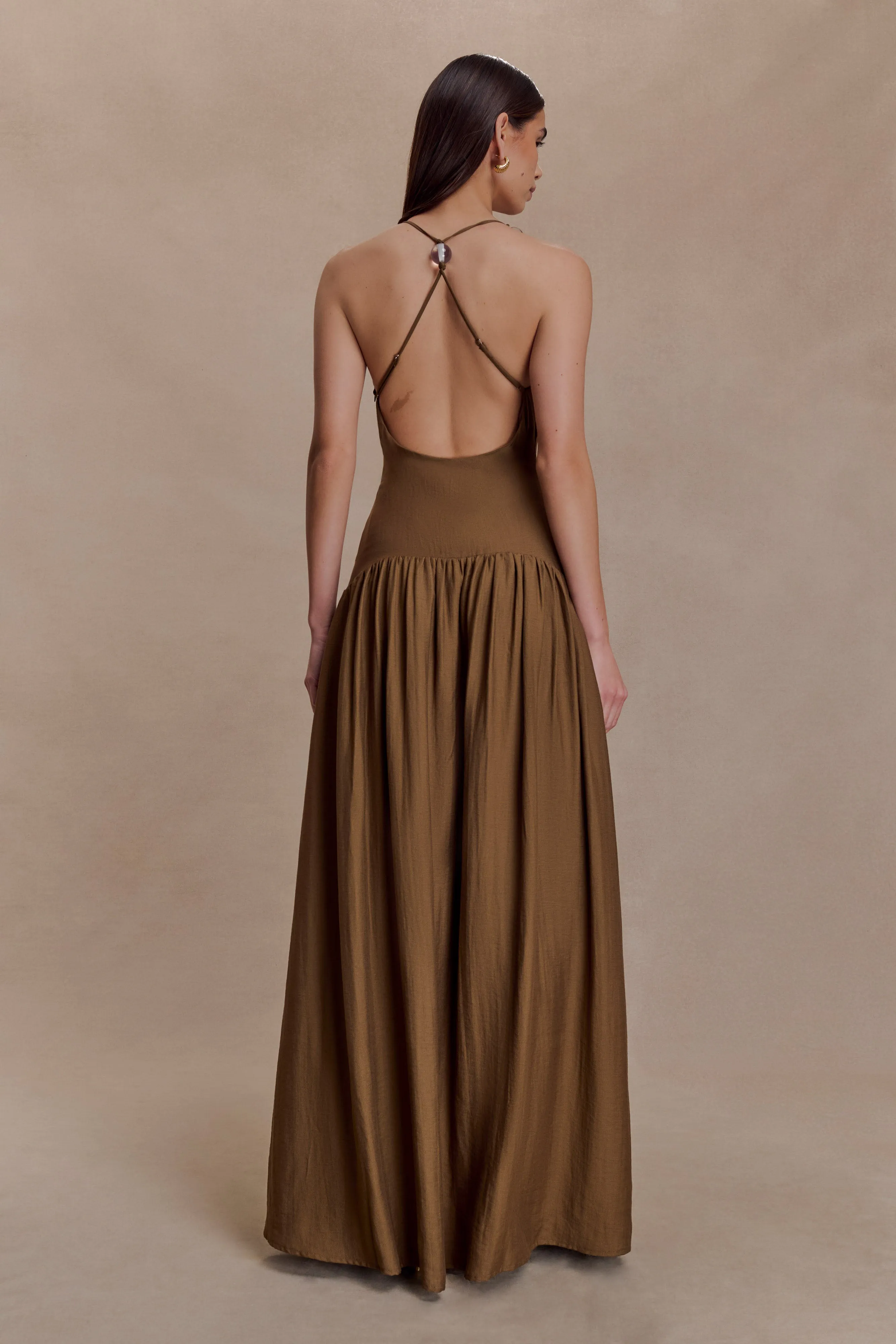 Darling Linen Maxi Dress - Chocolate sold by Meshki product image thumbnail 2