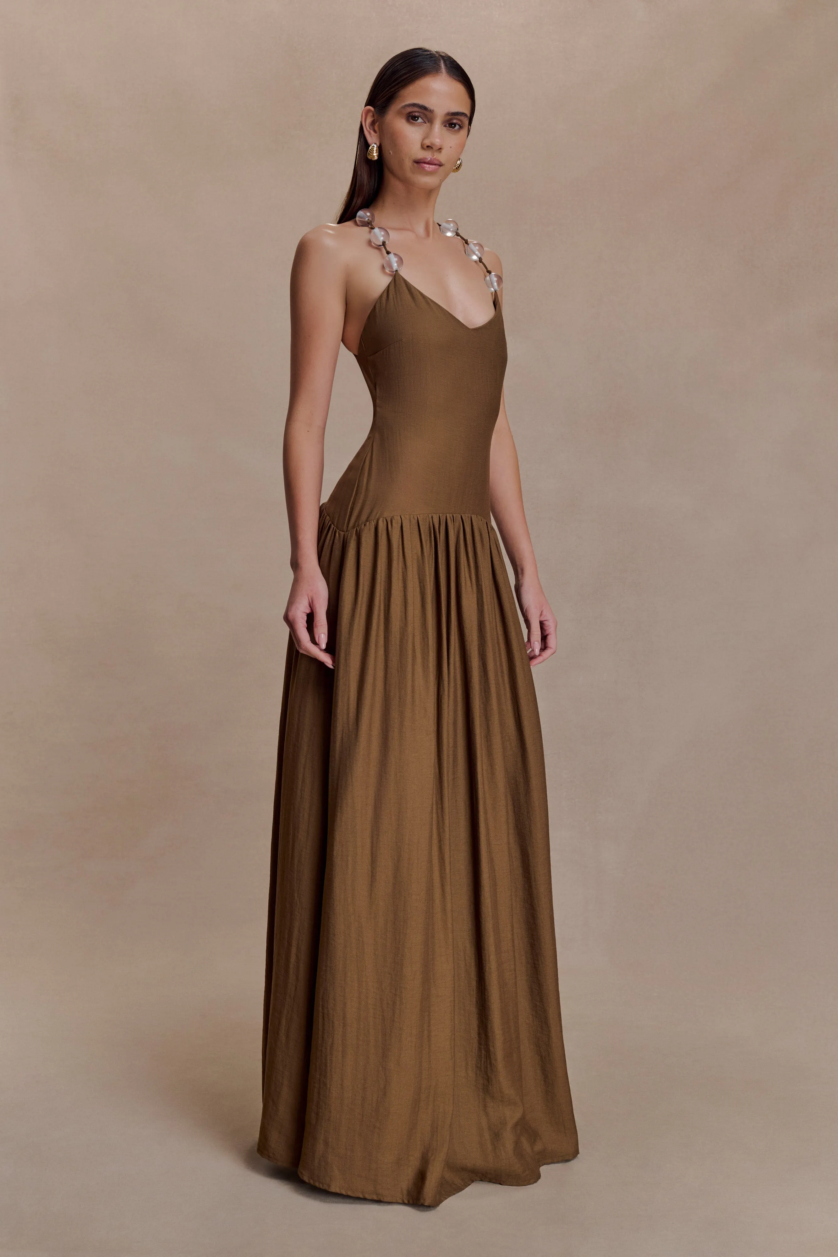 Darling Linen Maxi Dress - Chocolate sold by Meshki product image thumbnail 3