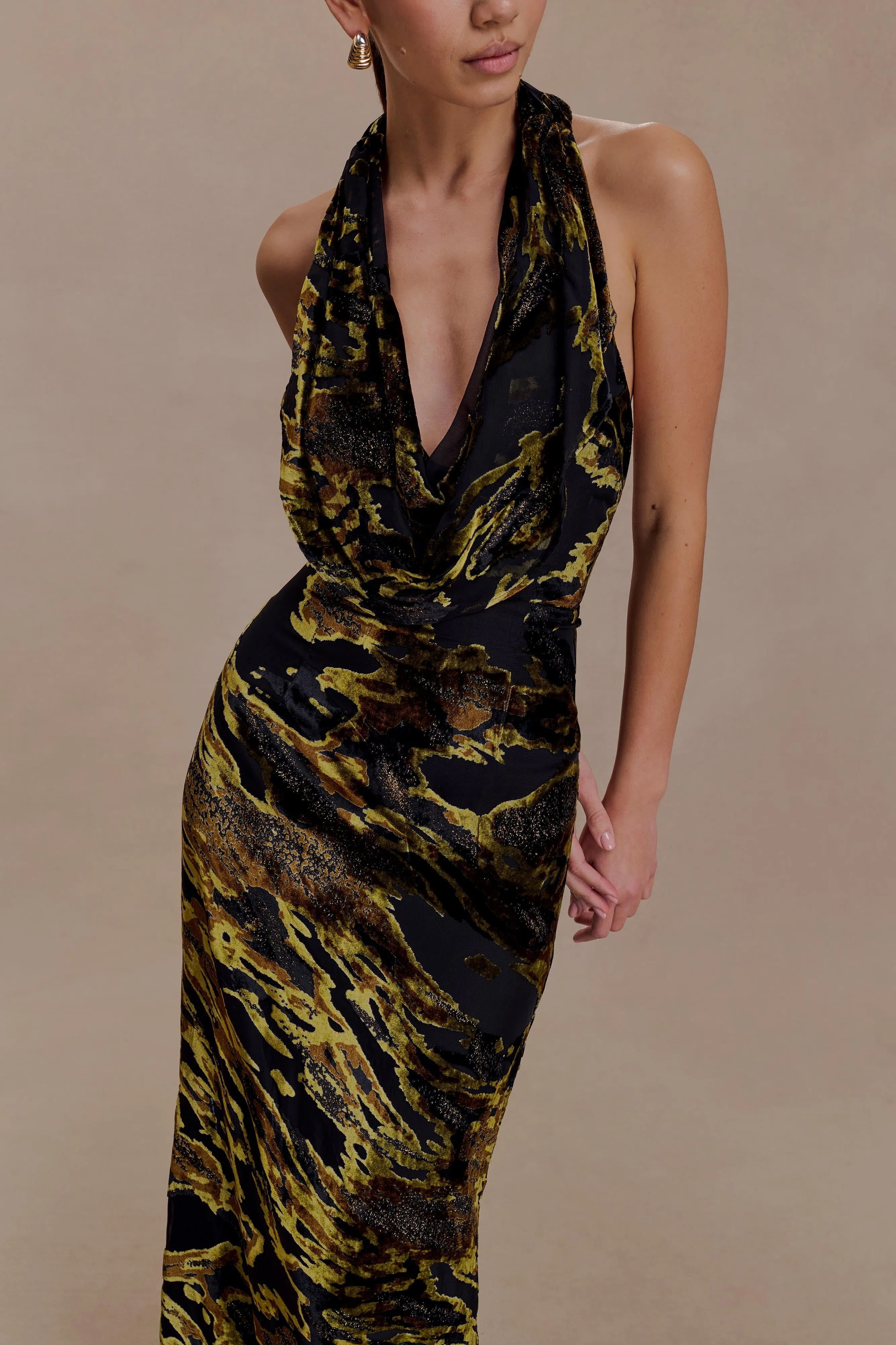 Talila Cowl Front Maxi Dress - Velvet Burnout sold by Meshki product image thumbnail 3