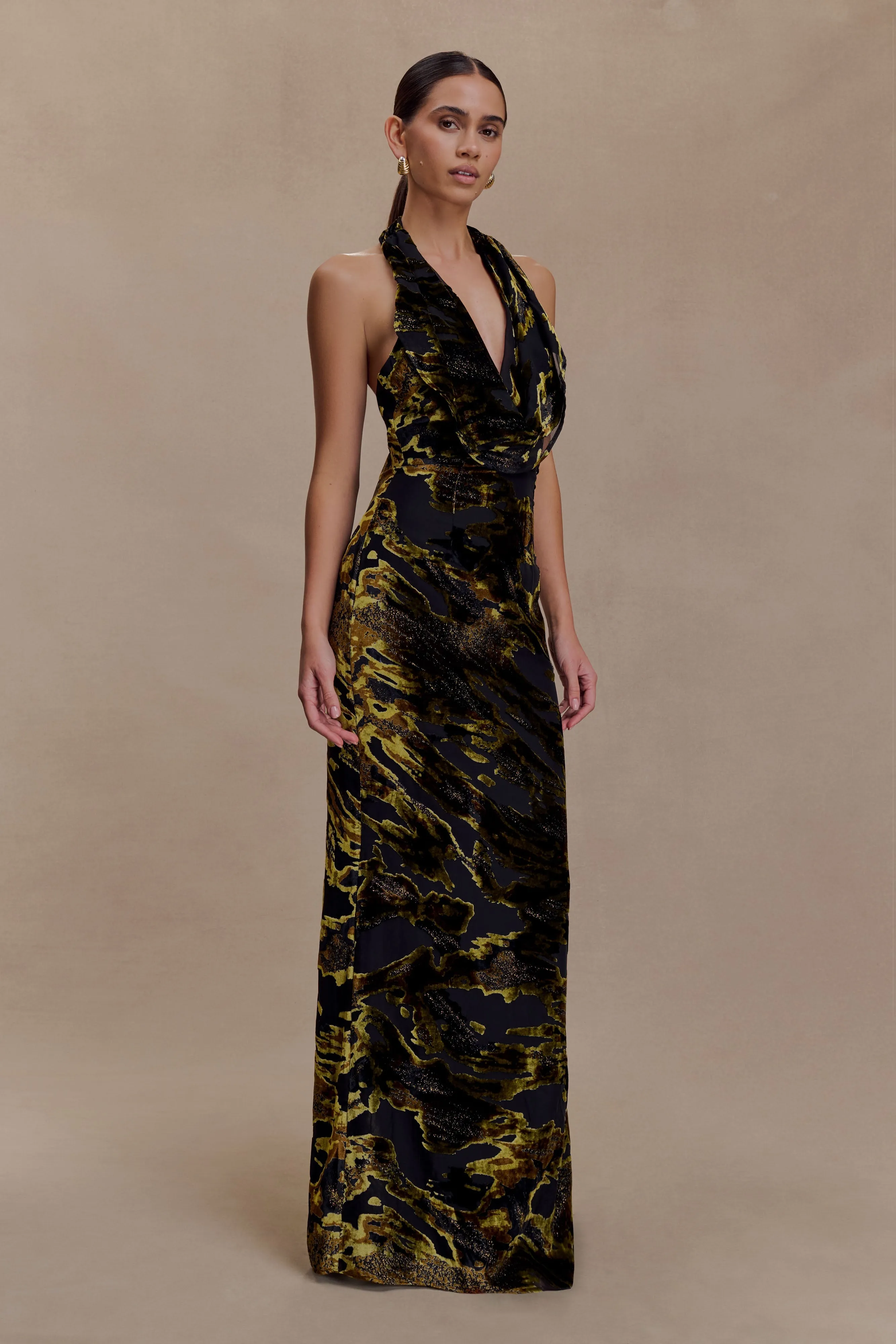 Talila Cowl Front Maxi Dress - Velvet Burnout sold by Meshki product image thumbnail 4