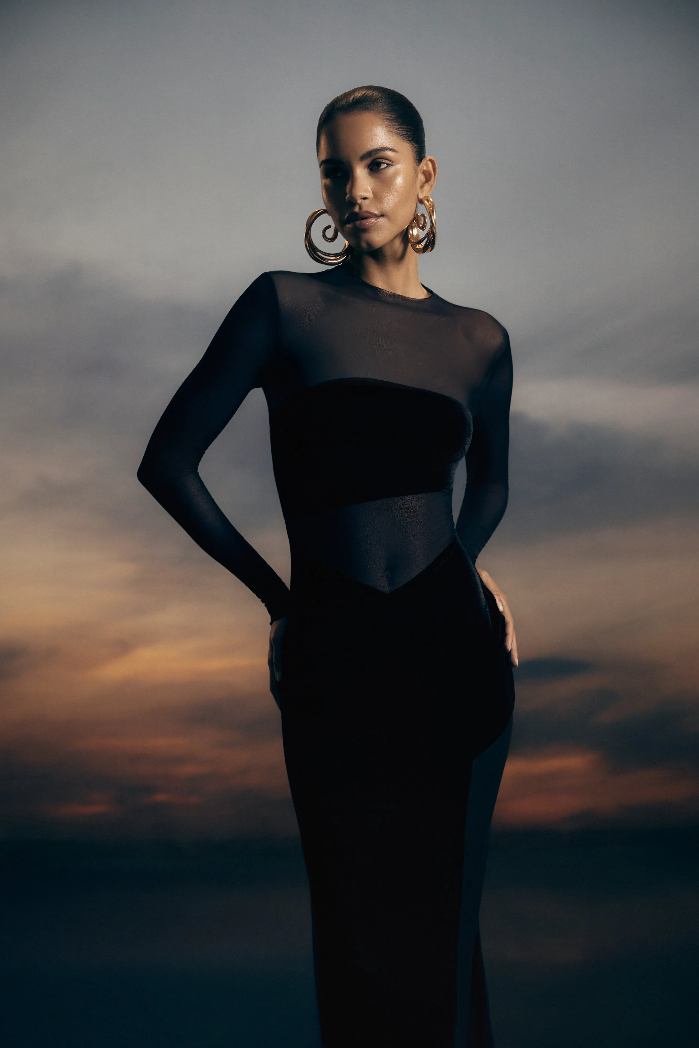 Davina Velvet And Mesh Maxi Dress - Black sold by Meshki product image thumbnail 2