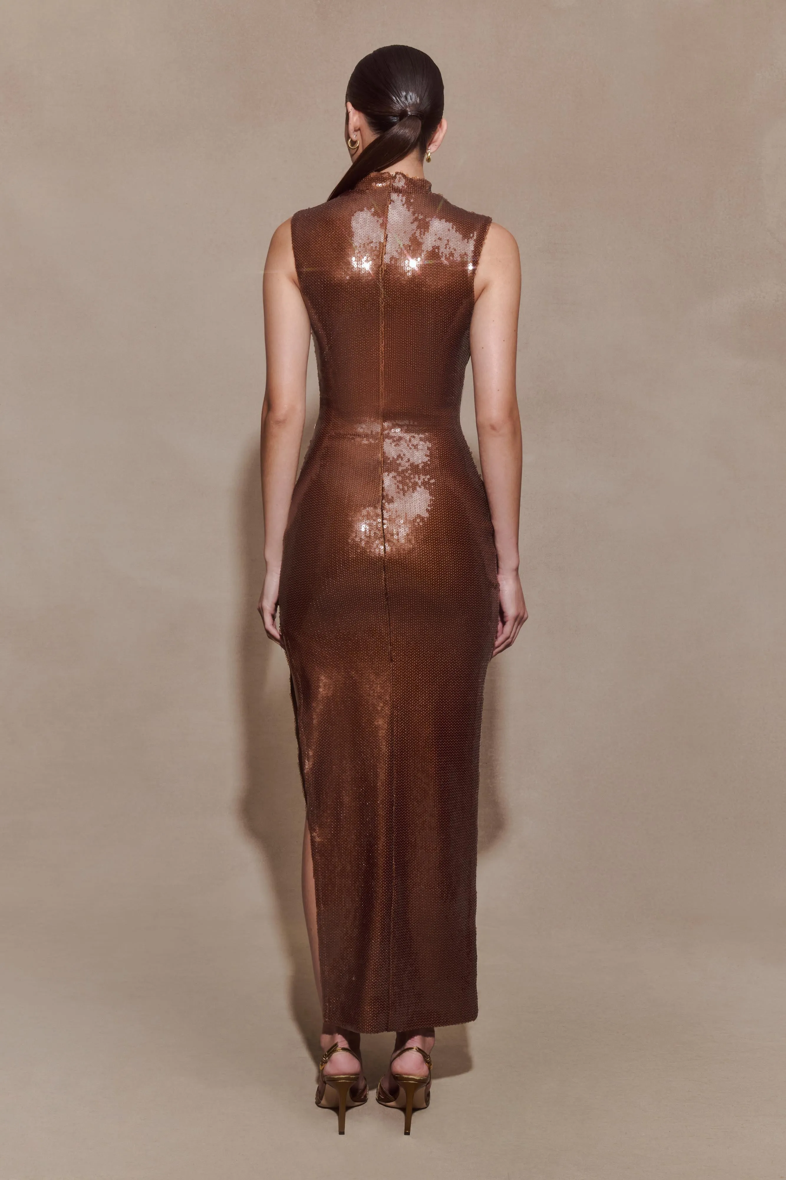 Veronica Sequin Midi Dress - Chocolate sold by Meshki product image thumbnail 3