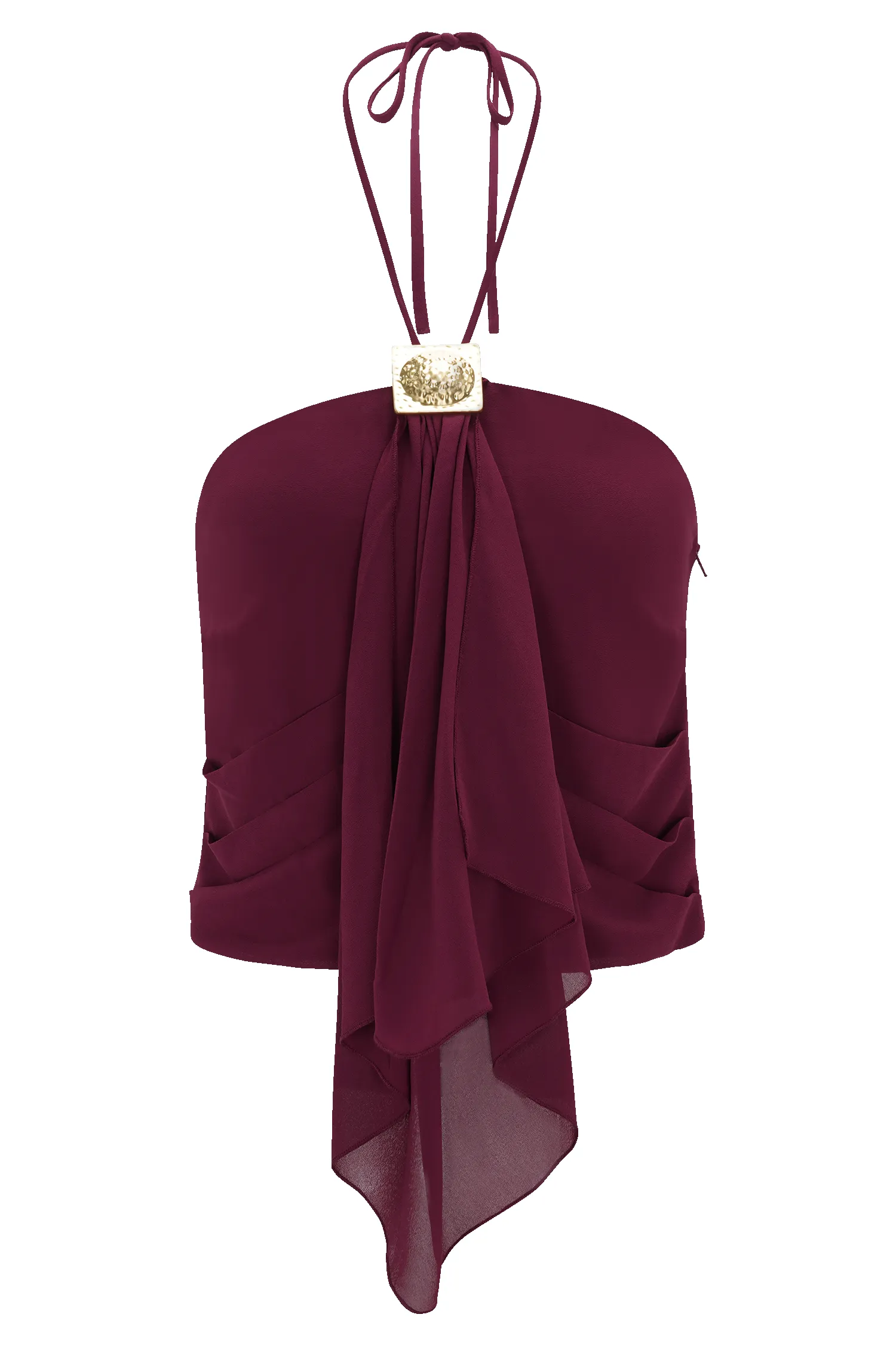 Celina Chiffon Halter Top With Hardware - Cherry Red sold by Meshki product image thumbnail 3