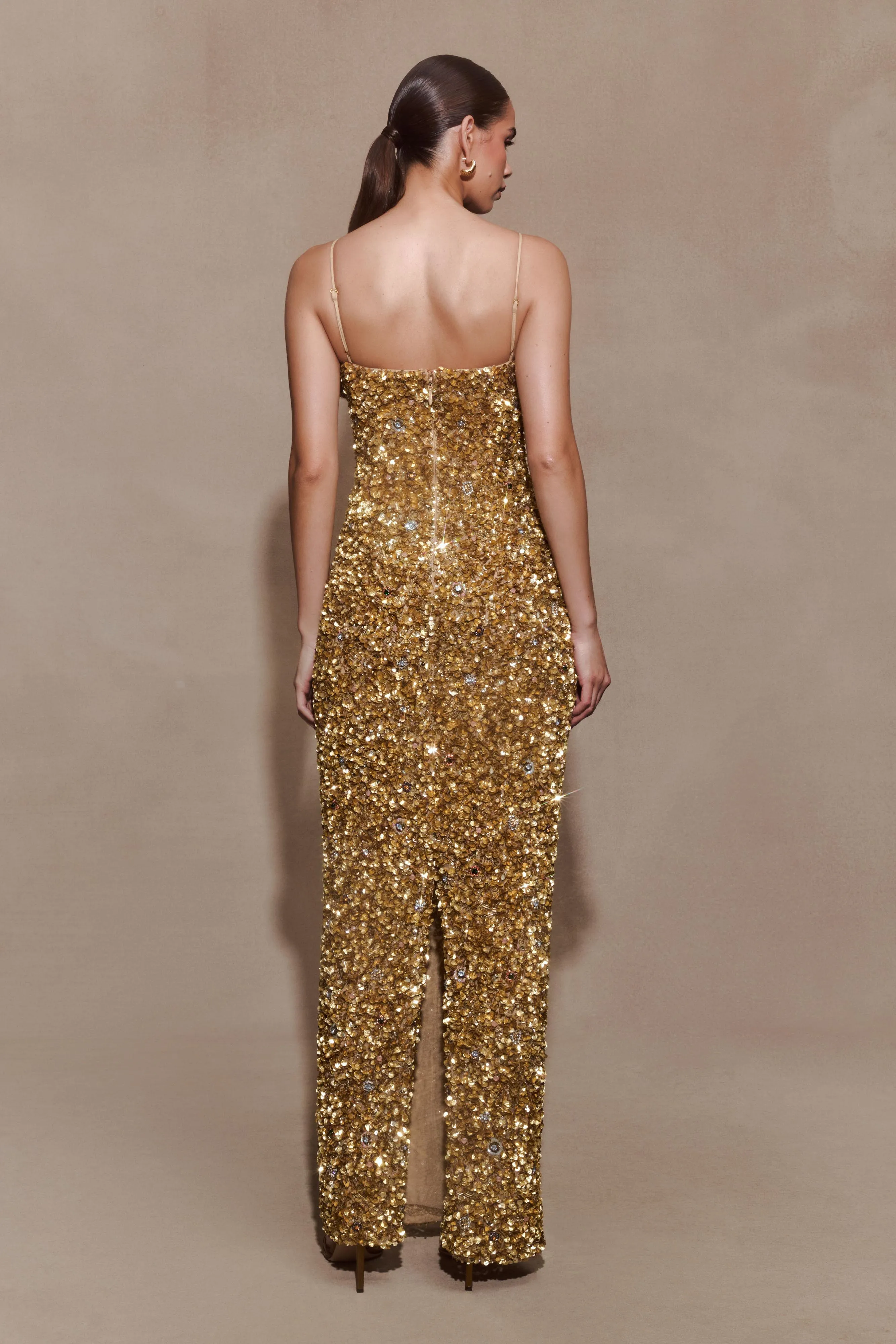 Porter Hand Beaded Midi Dress - Gold sold by Meshki product image thumbnail 3