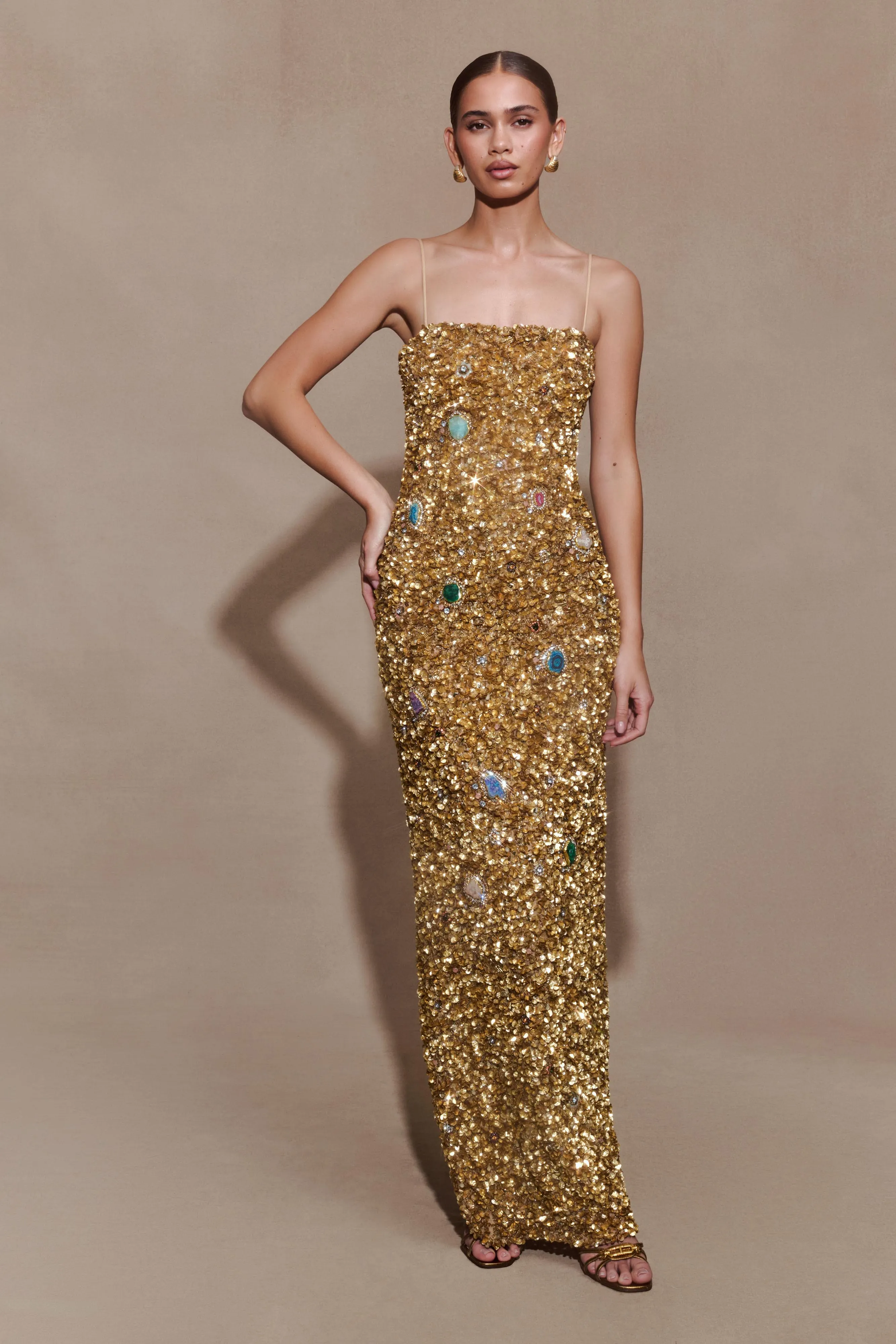 Porter Hand Beaded Midi Dress - Gold sold by Meshki product image thumbnail 5