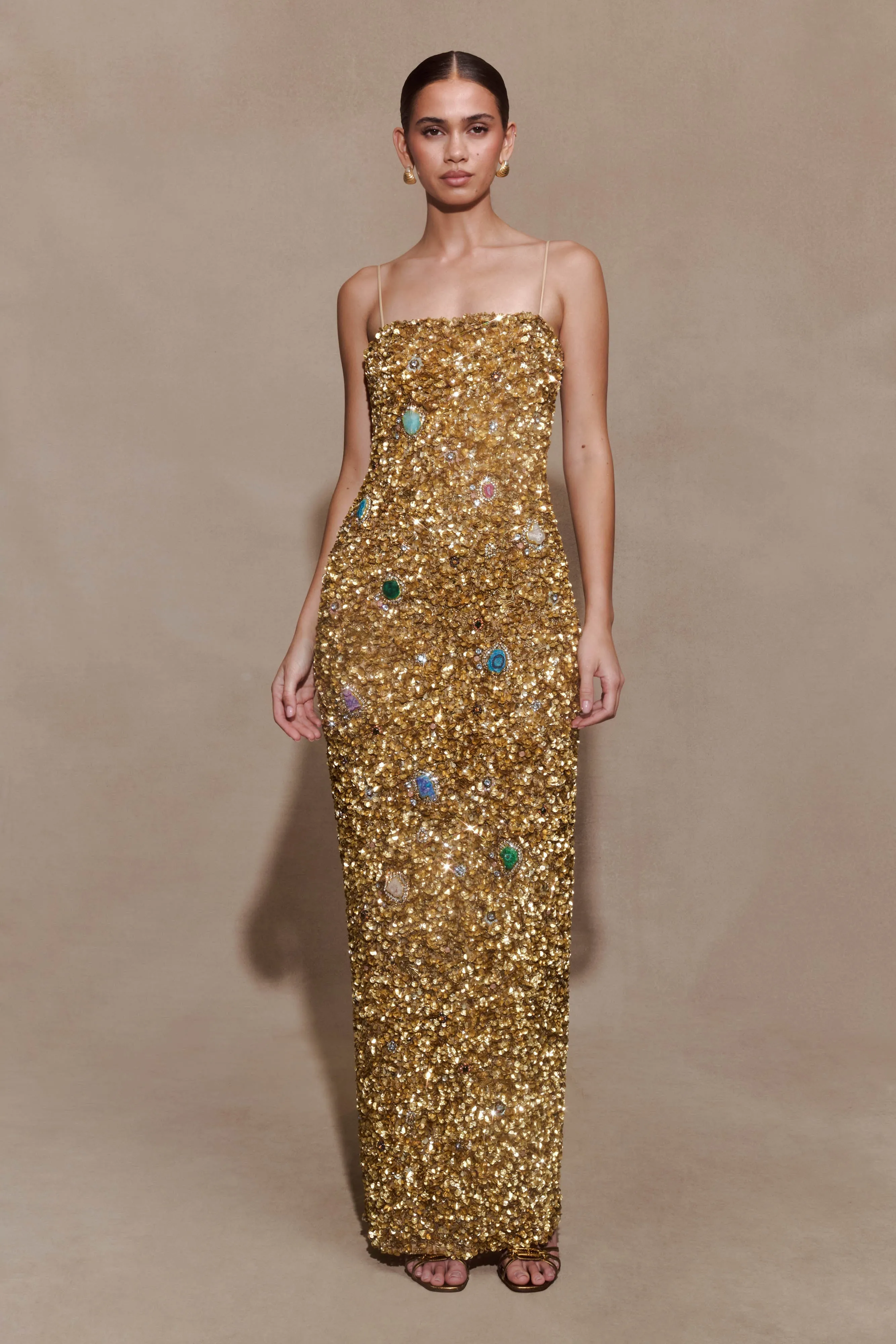 Porter Hand Beaded Midi Dress - Gold sold by Meshki product image thumbnail 2