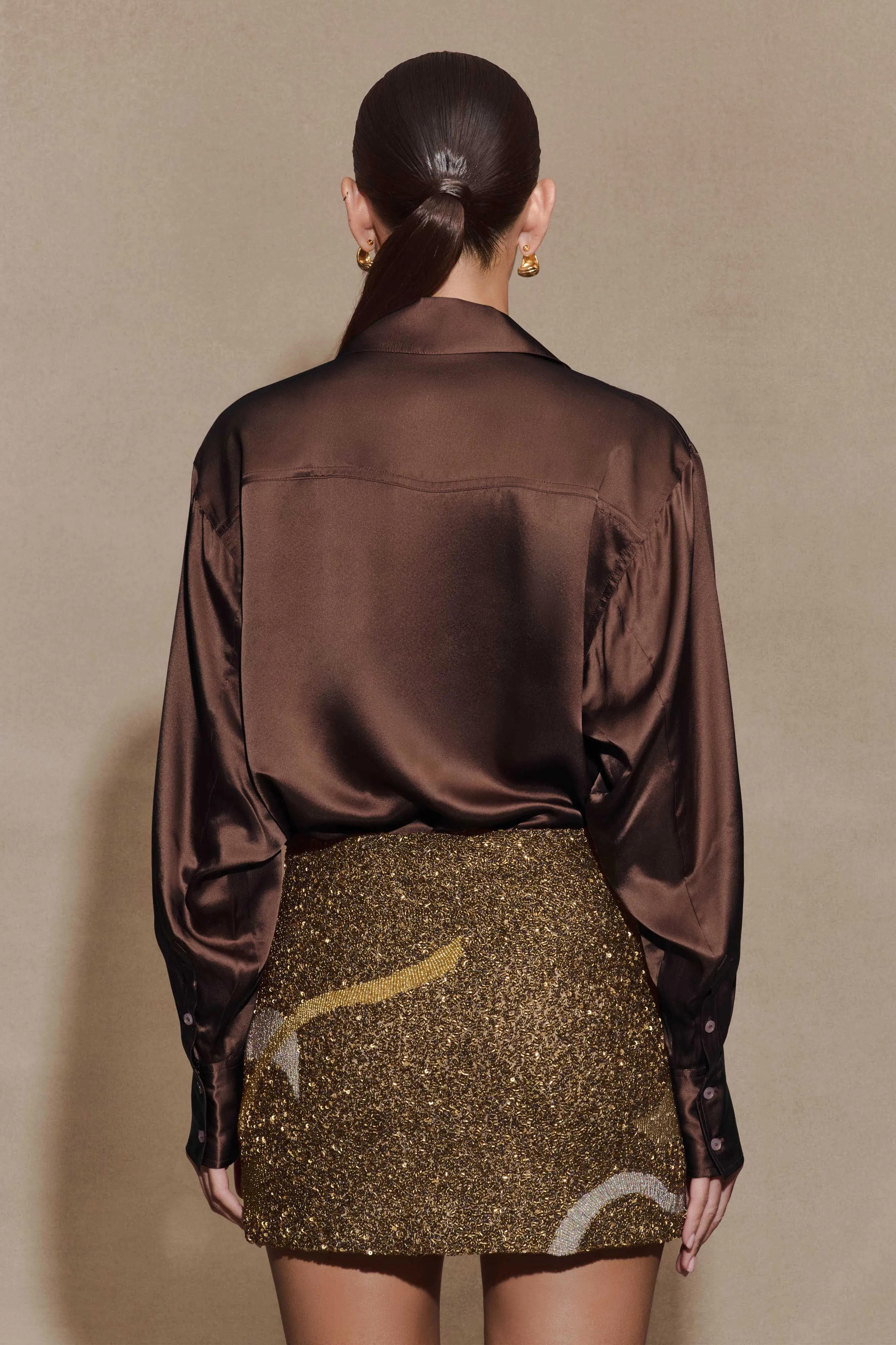 Asher Hand Beaded Abstract Mini Skirt - Gold sold by Meshki product image thumbnail 2