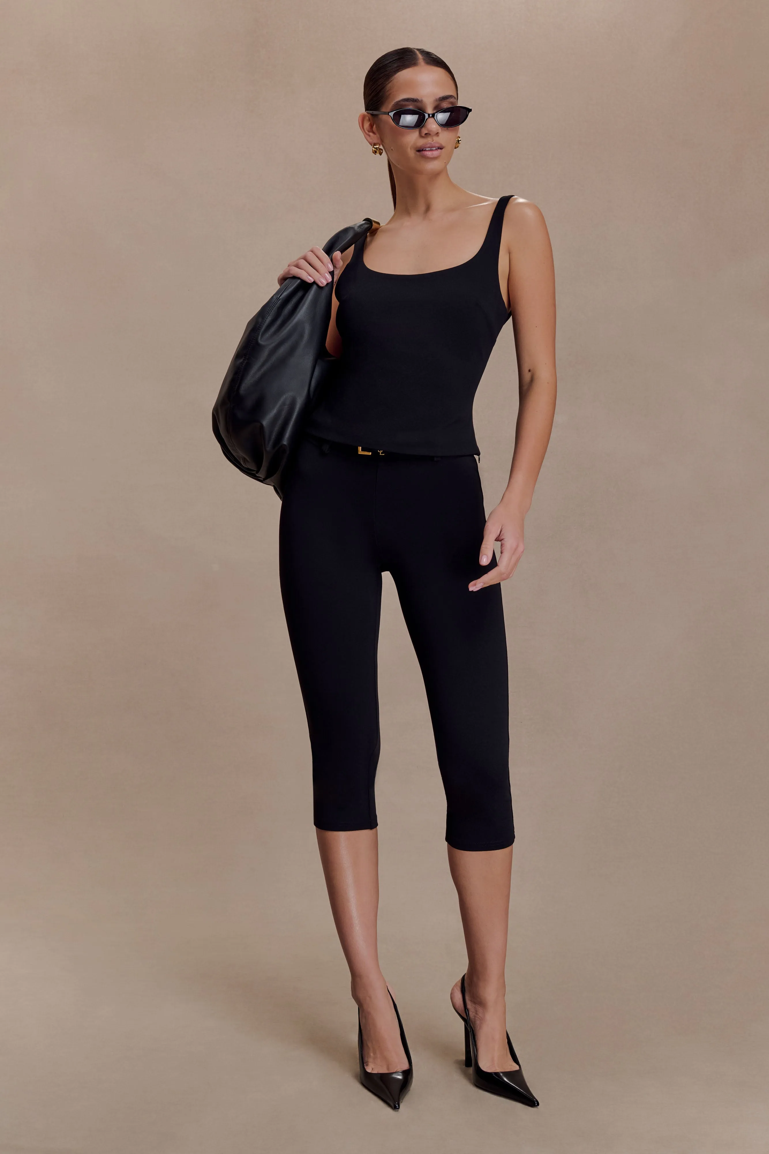 Blanca Stretch Crepe Capri Pants - Black sold by Meshki