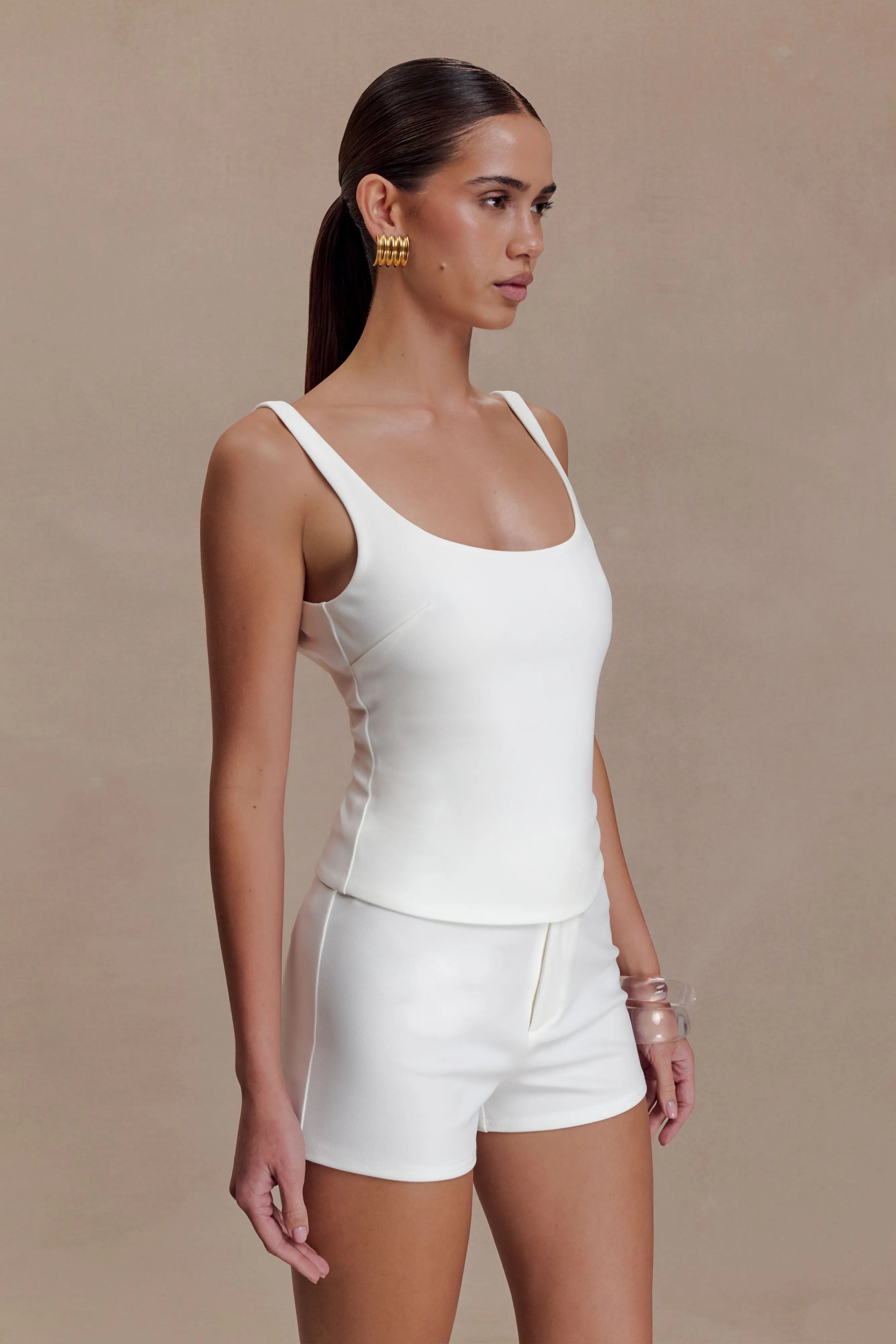 Blanca Stretch Crepe Cami Top - White sold by Meshki product image thumbnail 2