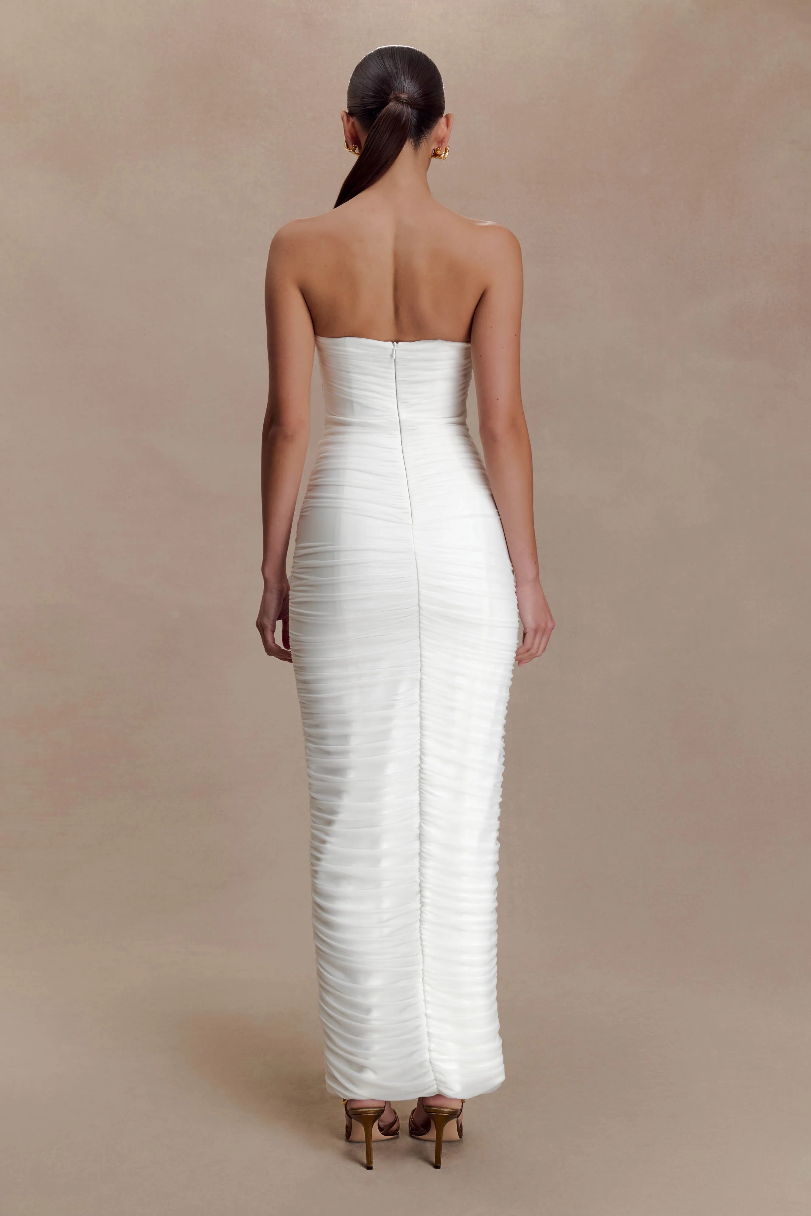 Jianna Strapless Mesh Maxi Dress - Ivory sold by Meshki product image thumbnail 2