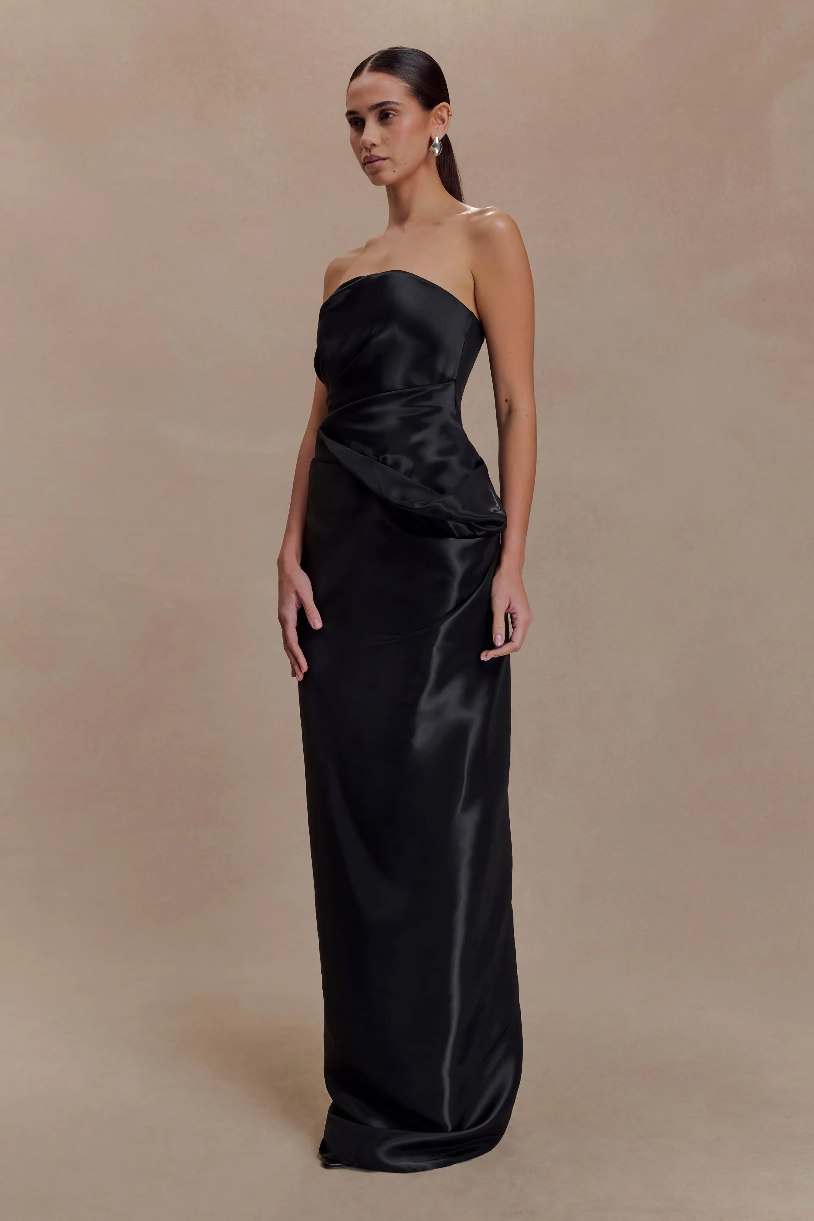 Calliope Strapless Organza Maxi Dress - Black sold by Meshki product image thumbnail 4