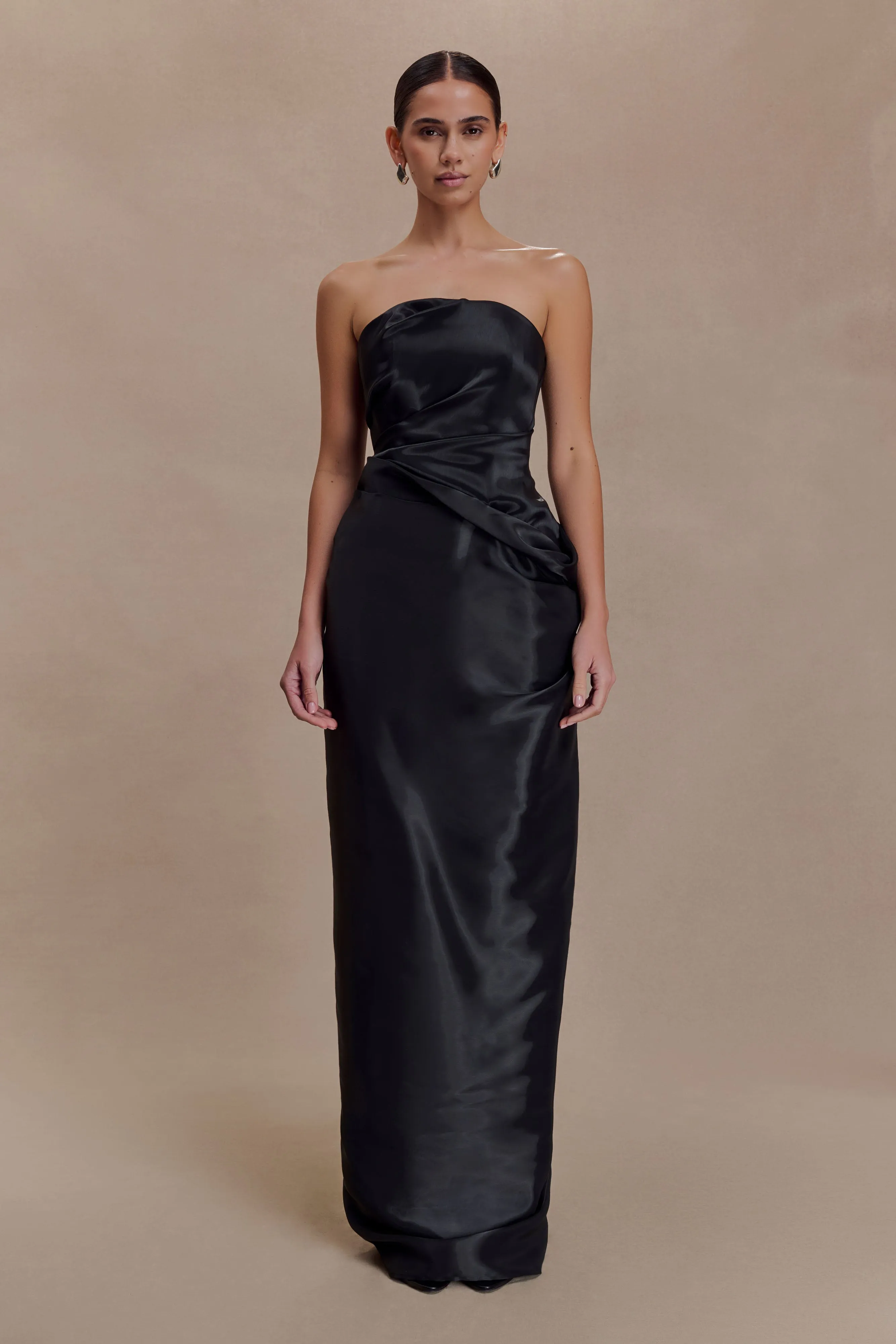 Calliope Strapless Organza Maxi Dress - Black sold by Meshki