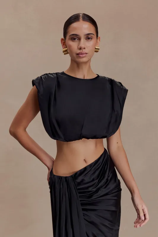 Zendaya Silk Crop Top - Black sold by Meshki