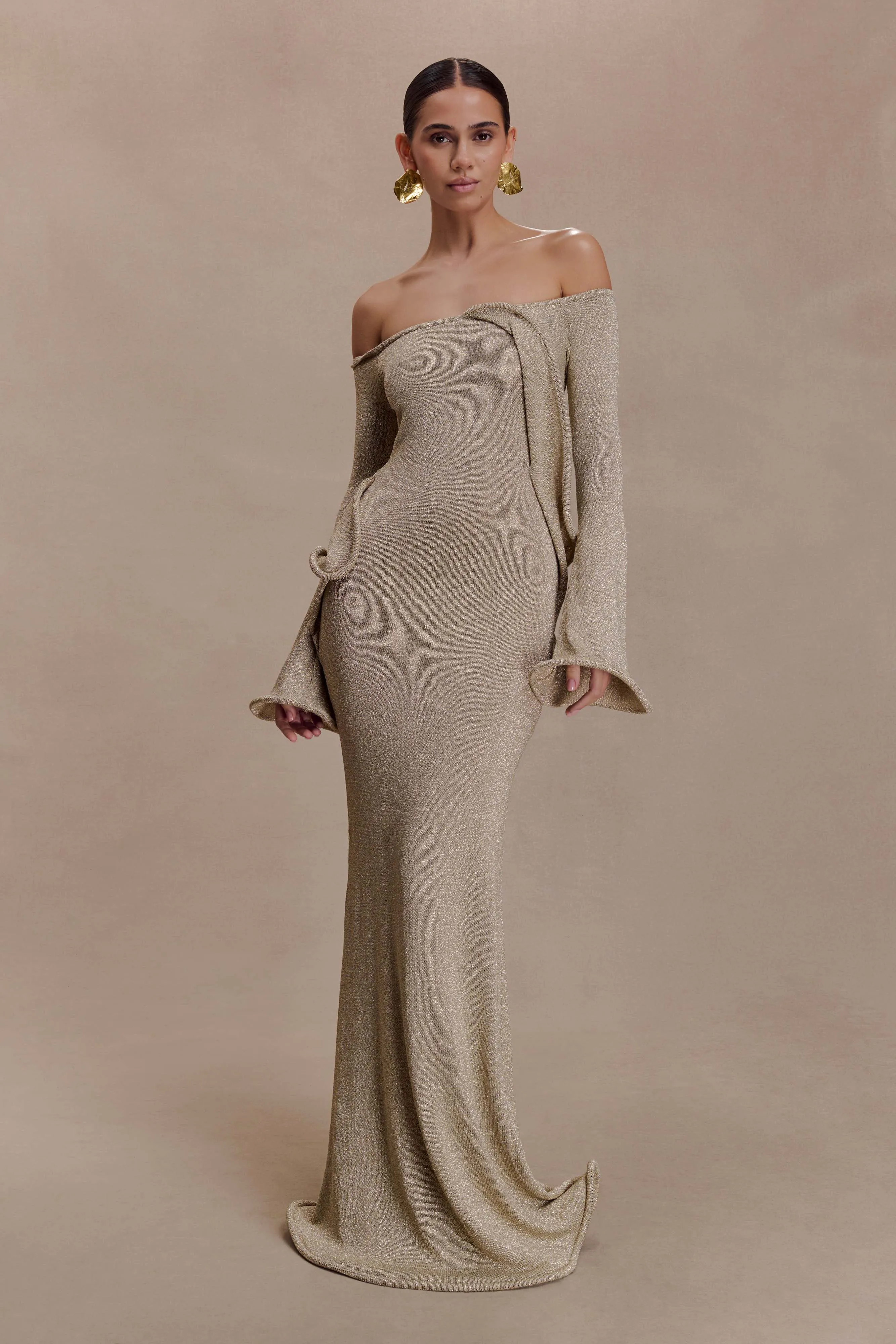 Sandrine Lurex Knit Maxi Dress - Gold sold by Meshki product image thumbnail 5