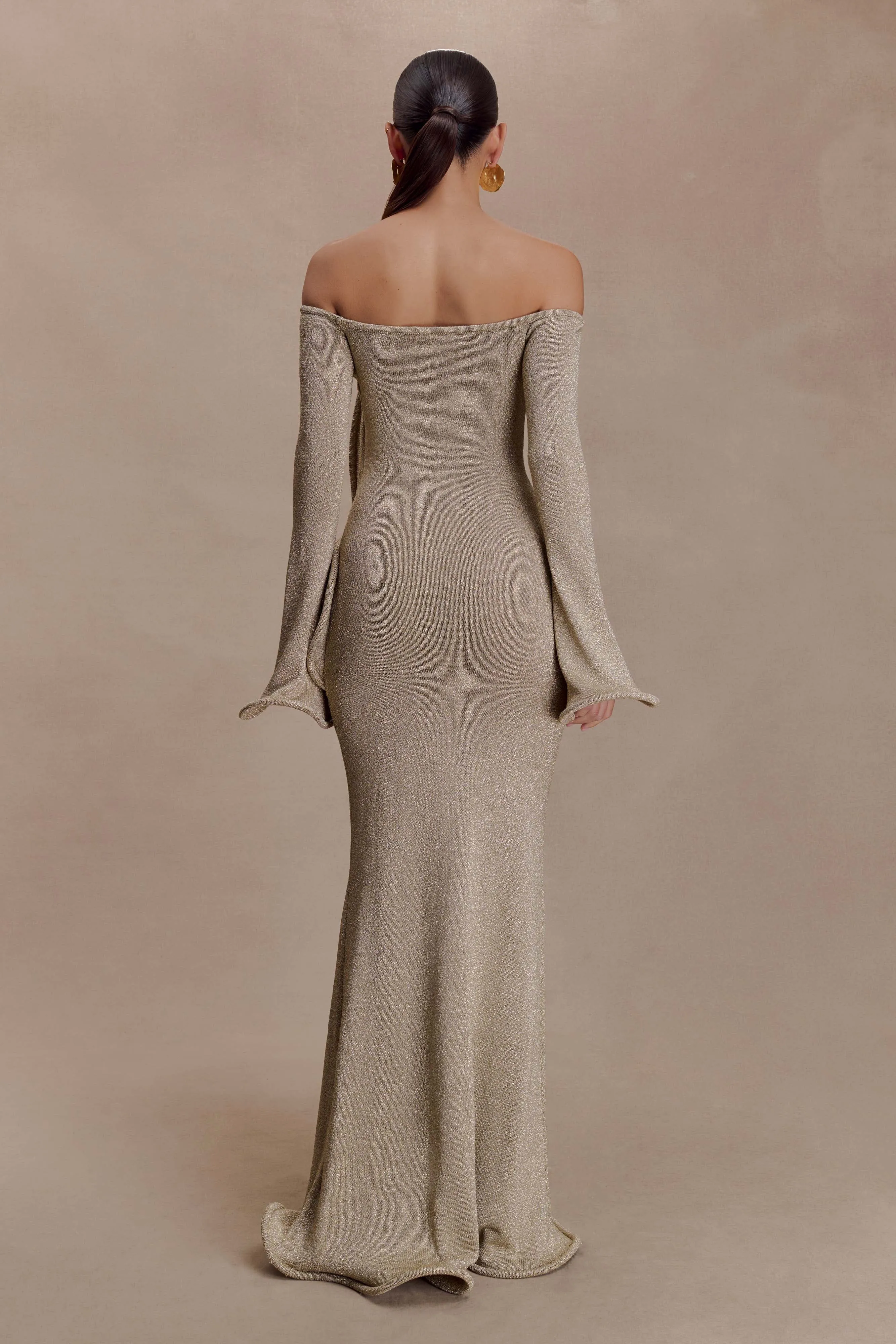 Sandrine Lurex Knit Maxi Dress - Gold sold by Meshki product image thumbnail 2