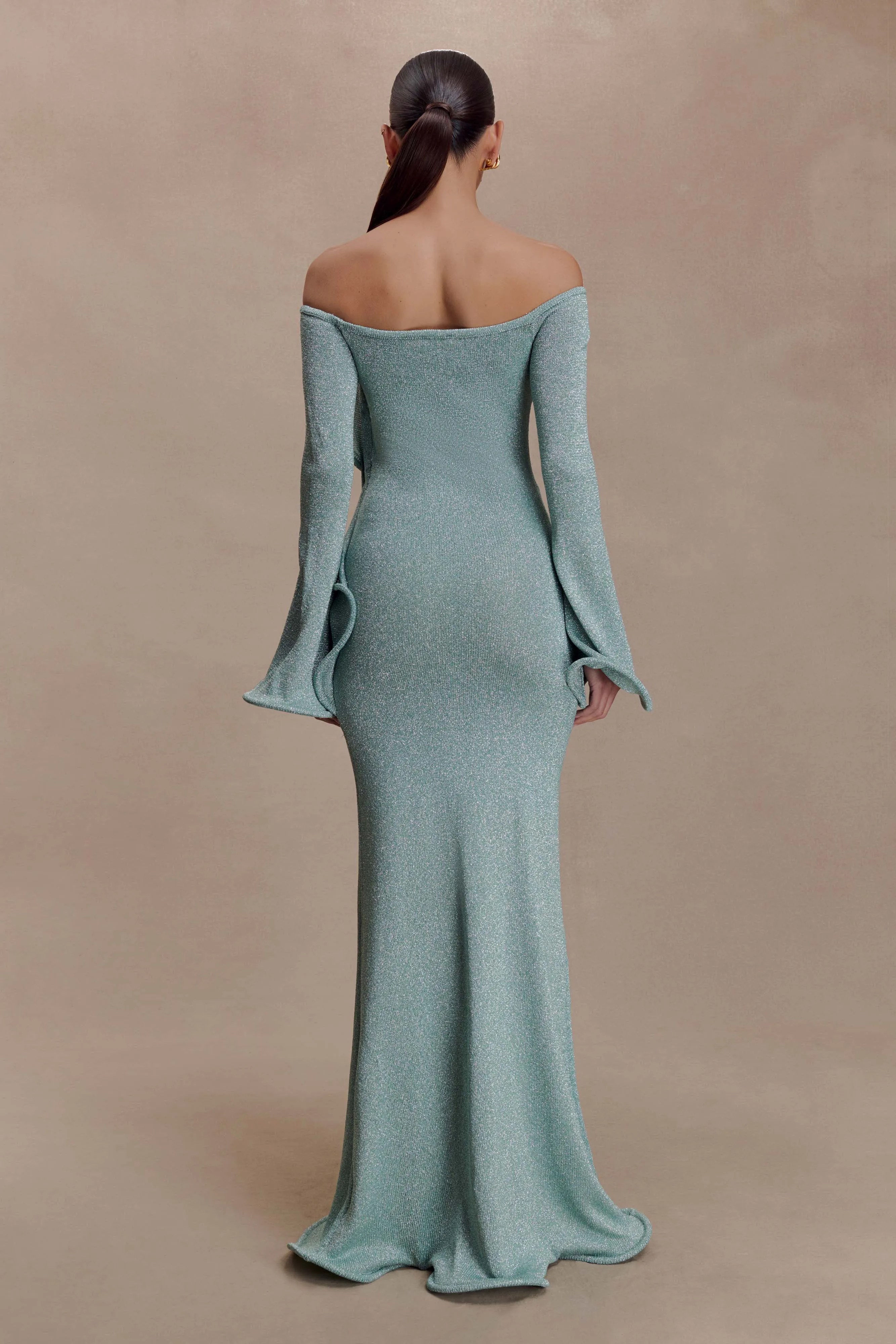 Sandrine Lurex Knit Maxi Dress - Aqua sold by Meshki product image thumbnail 2