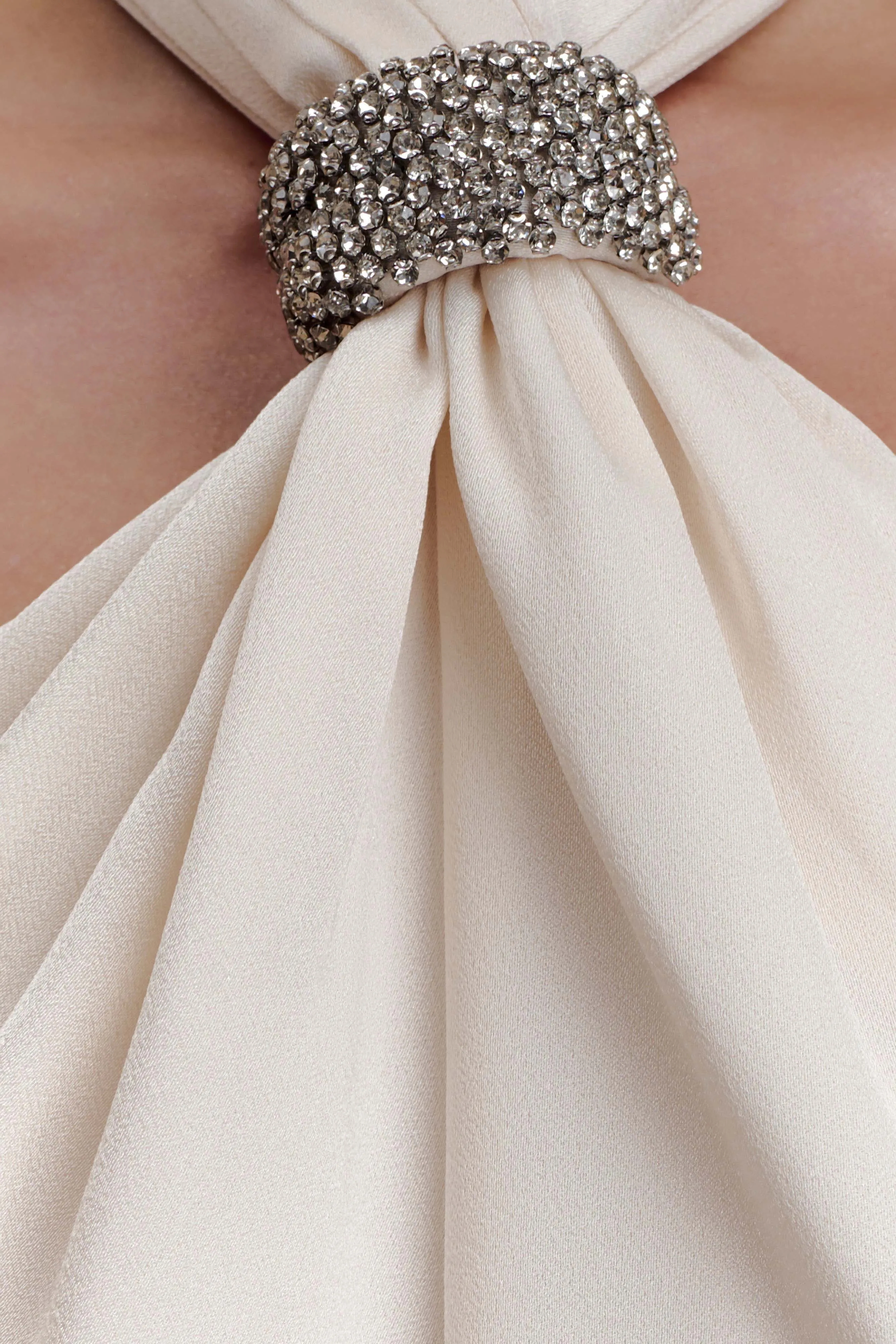 Freja Halter Maxi Dress With Hardware - Blush Ivory sold by Meshki product image thumbnail 5