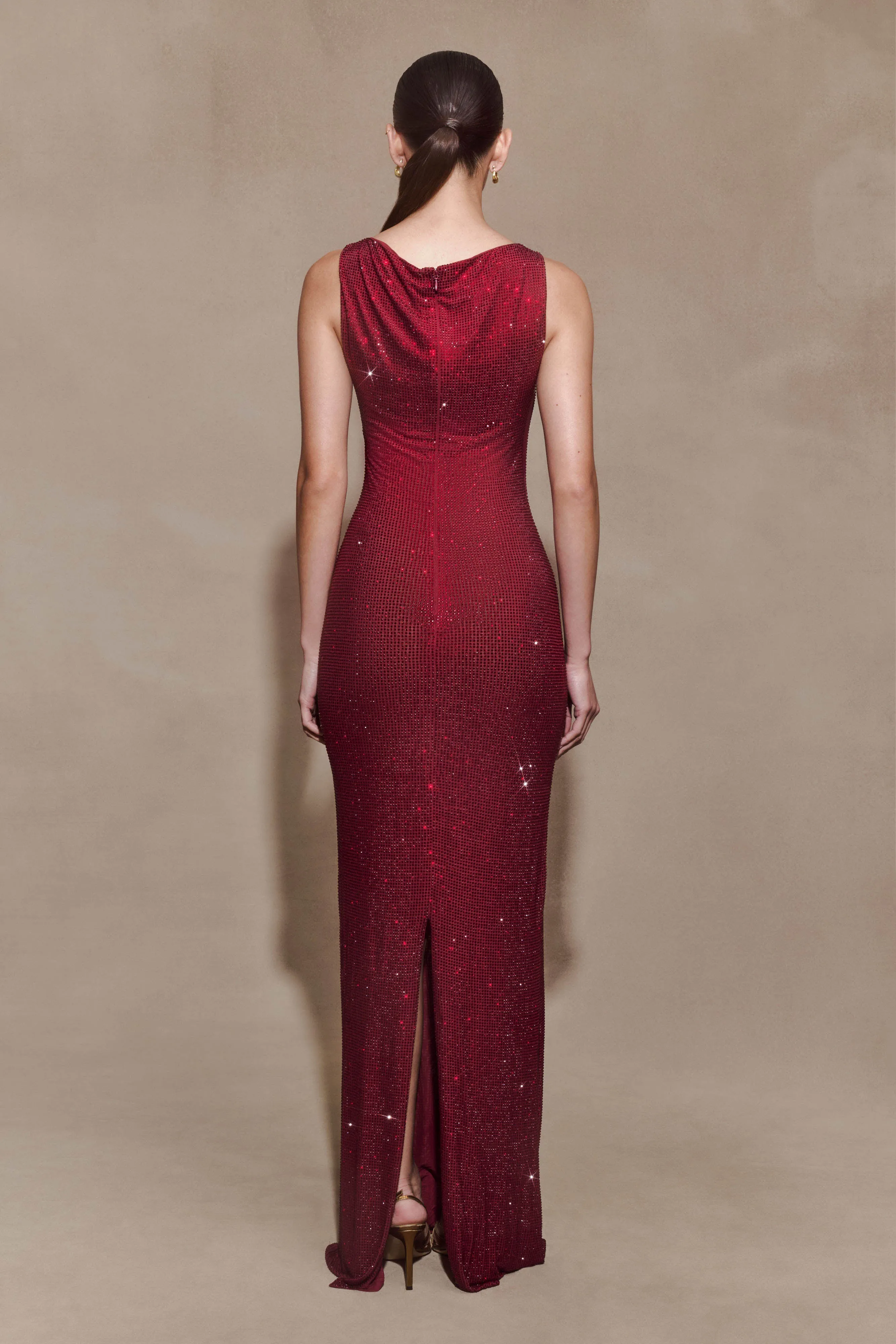 Magnolia Sleeveless Diamante Maxi Dress - Wine sold by Meshki product image thumbnail 2