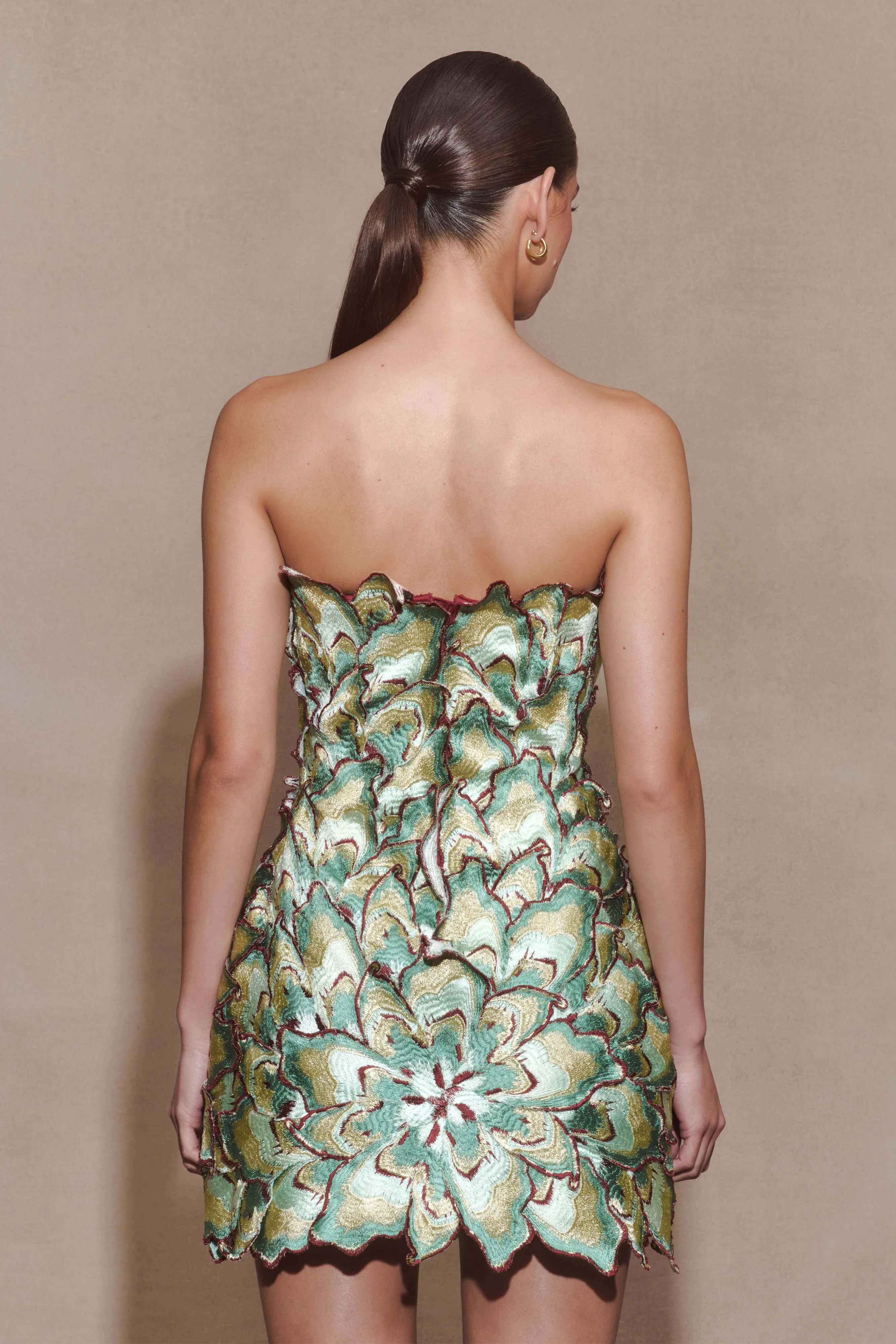 Juniper Hand Embroidered Floral Mini Dress - Gold/Teal sold by Meshki product image thumbnail 4