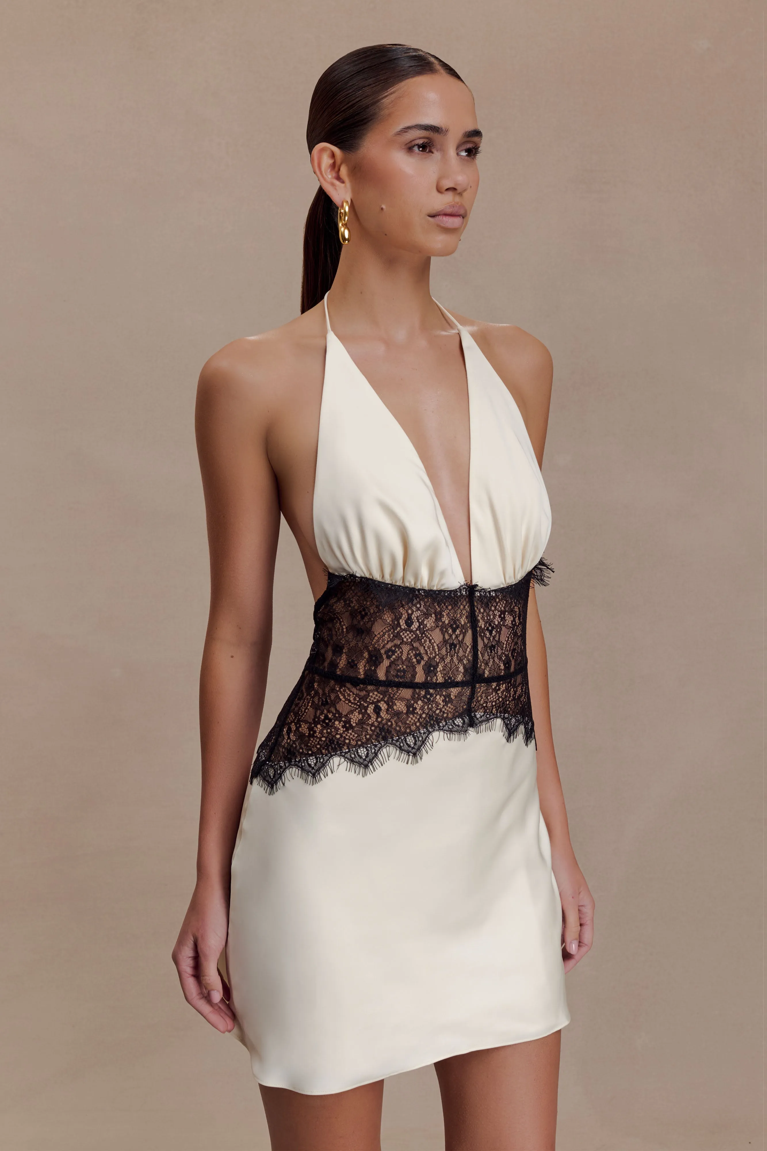 Dinah Lace And Satin Mini Dress - Black/Ivory sold by Meshki product image thumbnail 5