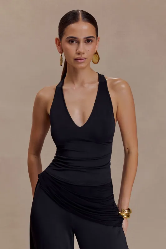 Aspyn Slinky And Mesh Top - Black sold by Meshki