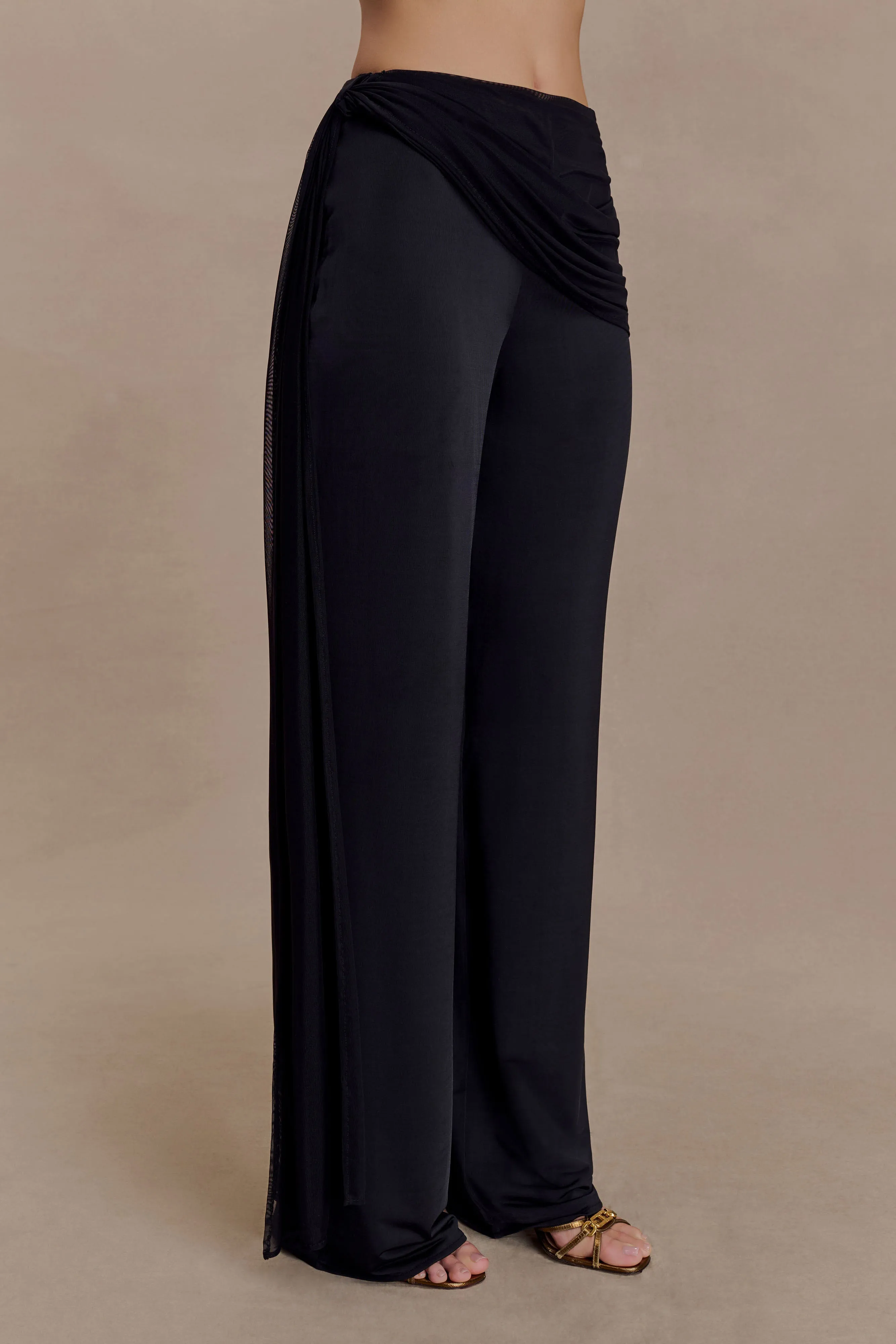 Aspyn Slinky Gathered Wide Leg Pants - Black sold by Meshki product image thumbnail 5