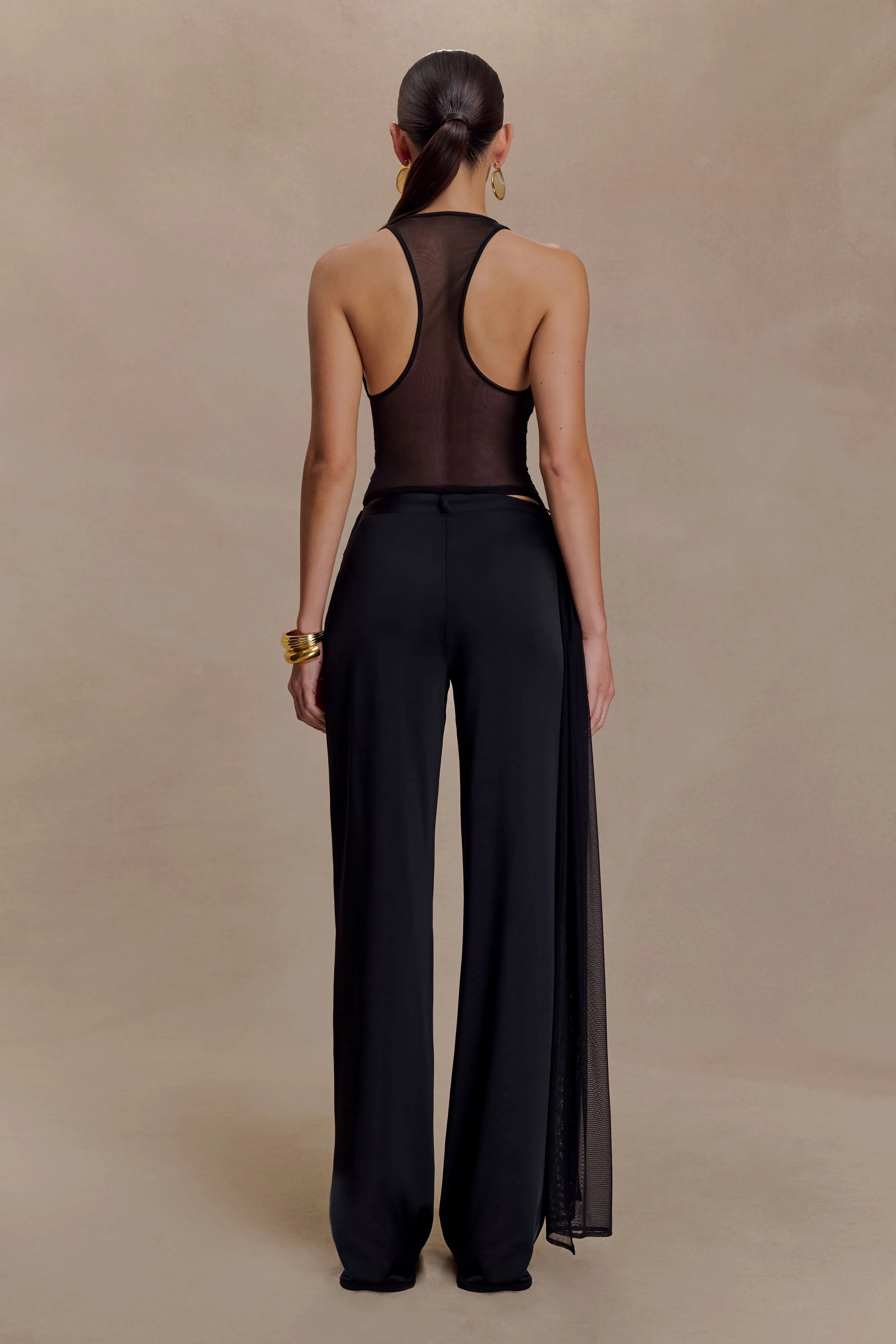 Aspyn Slinky Gathered Wide Leg Pants - Black sold by Meshki product image thumbnail 2